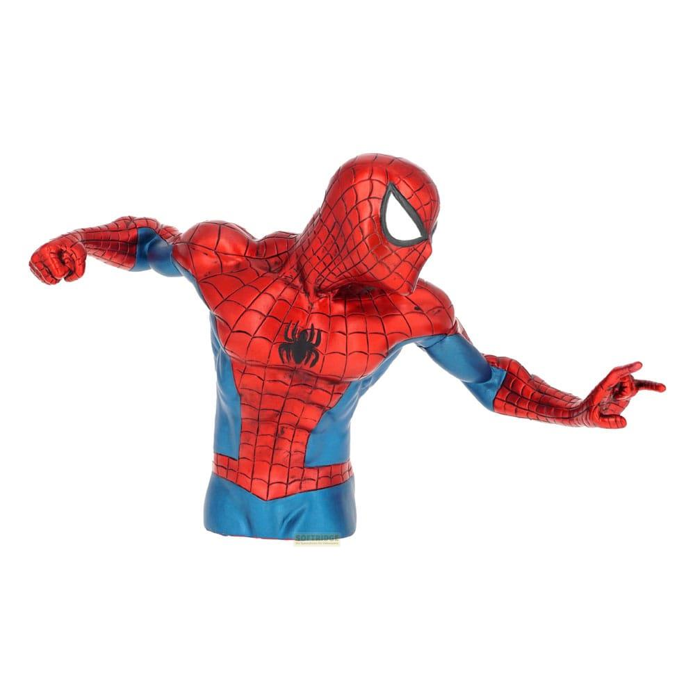 Spider-Man-Büste in Rot und Blau mit Spinnenlogo auf der Brust.