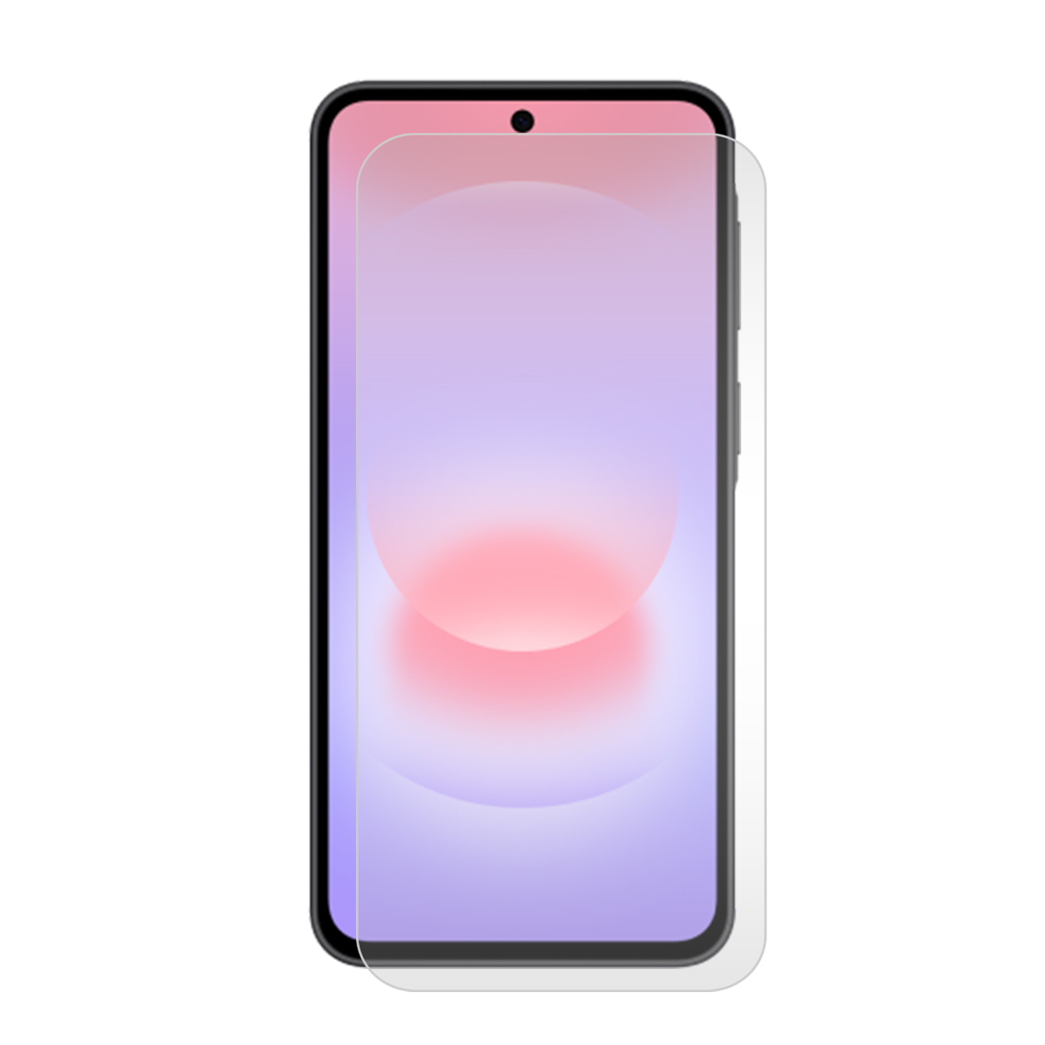 Een smartphone met een glazen screenprotector op het scherm.