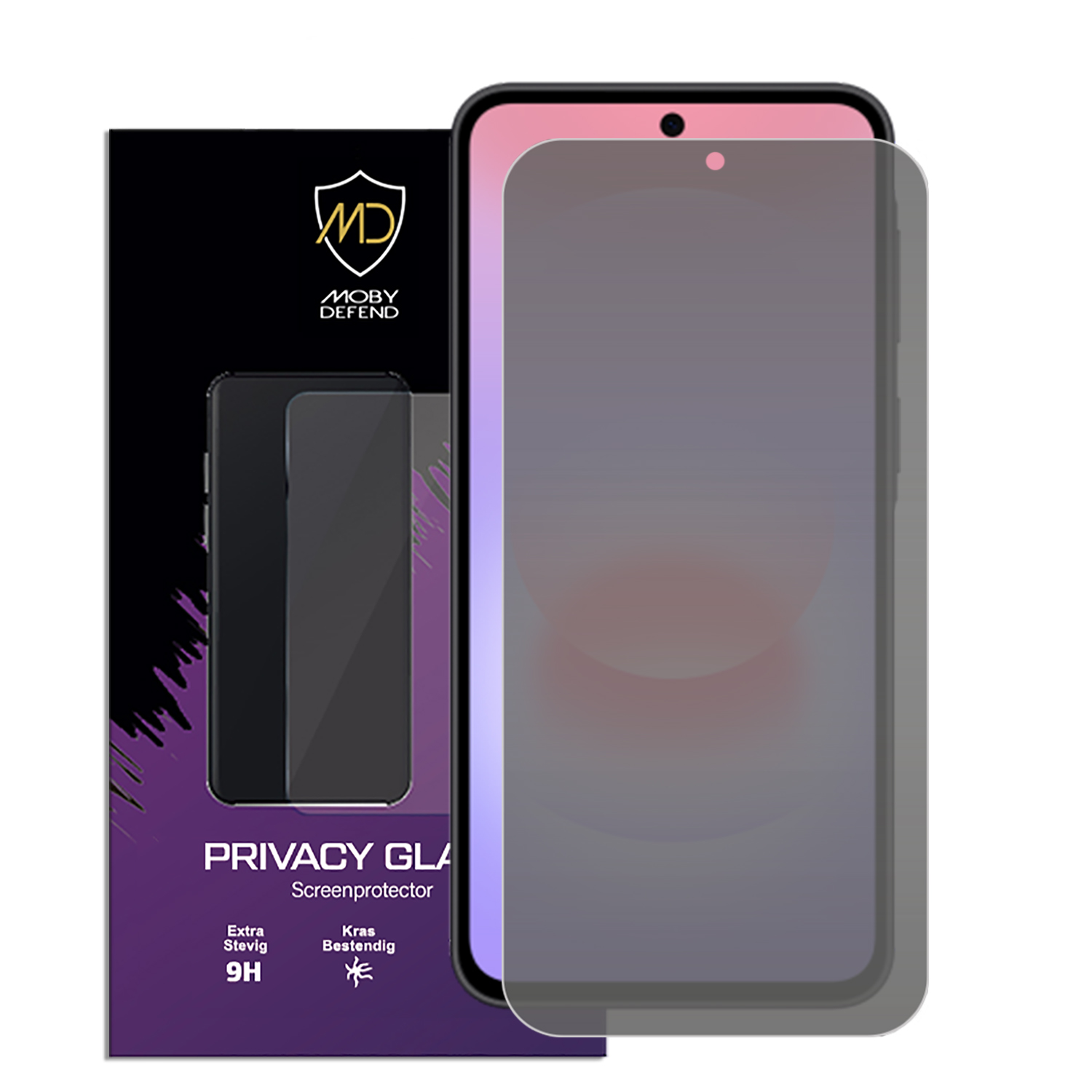 Emballage pour protecteur d'écran de confidentialité avec maquette de smartphone.