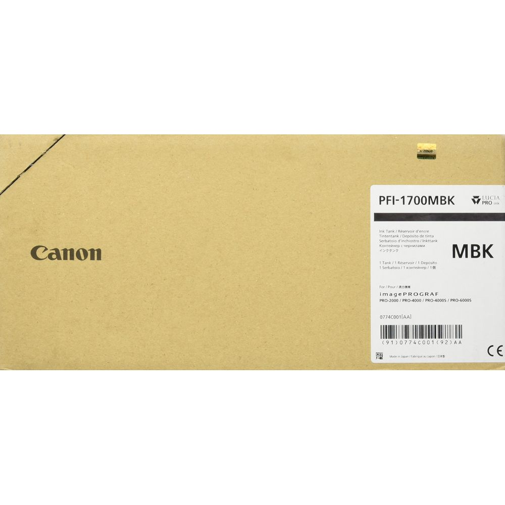 Réservoir d'encre Canon PFI-1700MBK, pour imprimantes imagePROGRAF, fabriqué au Japon.
