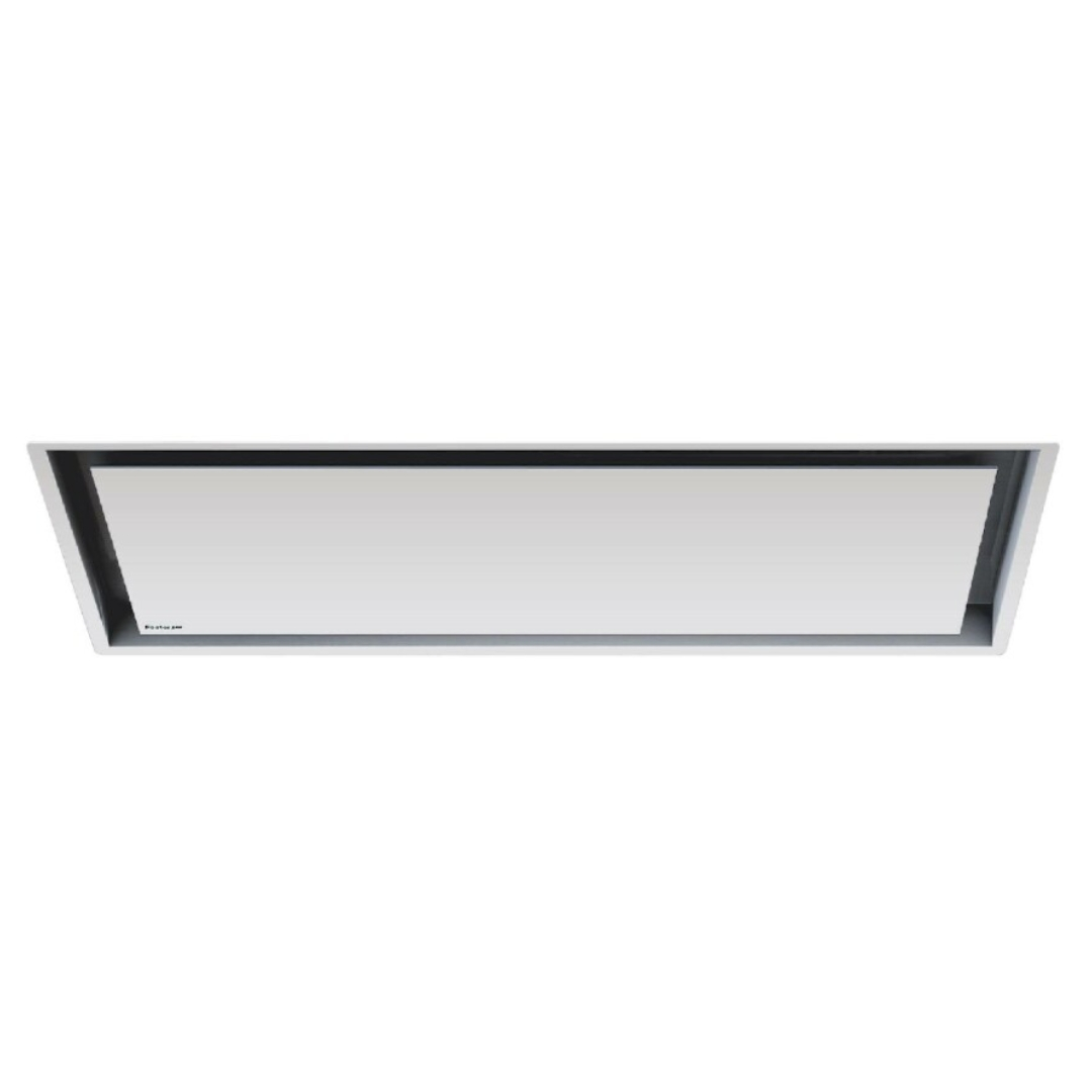 Una griglia di ventilazione bianca e stretta con bordo nero su sfondo bianco.