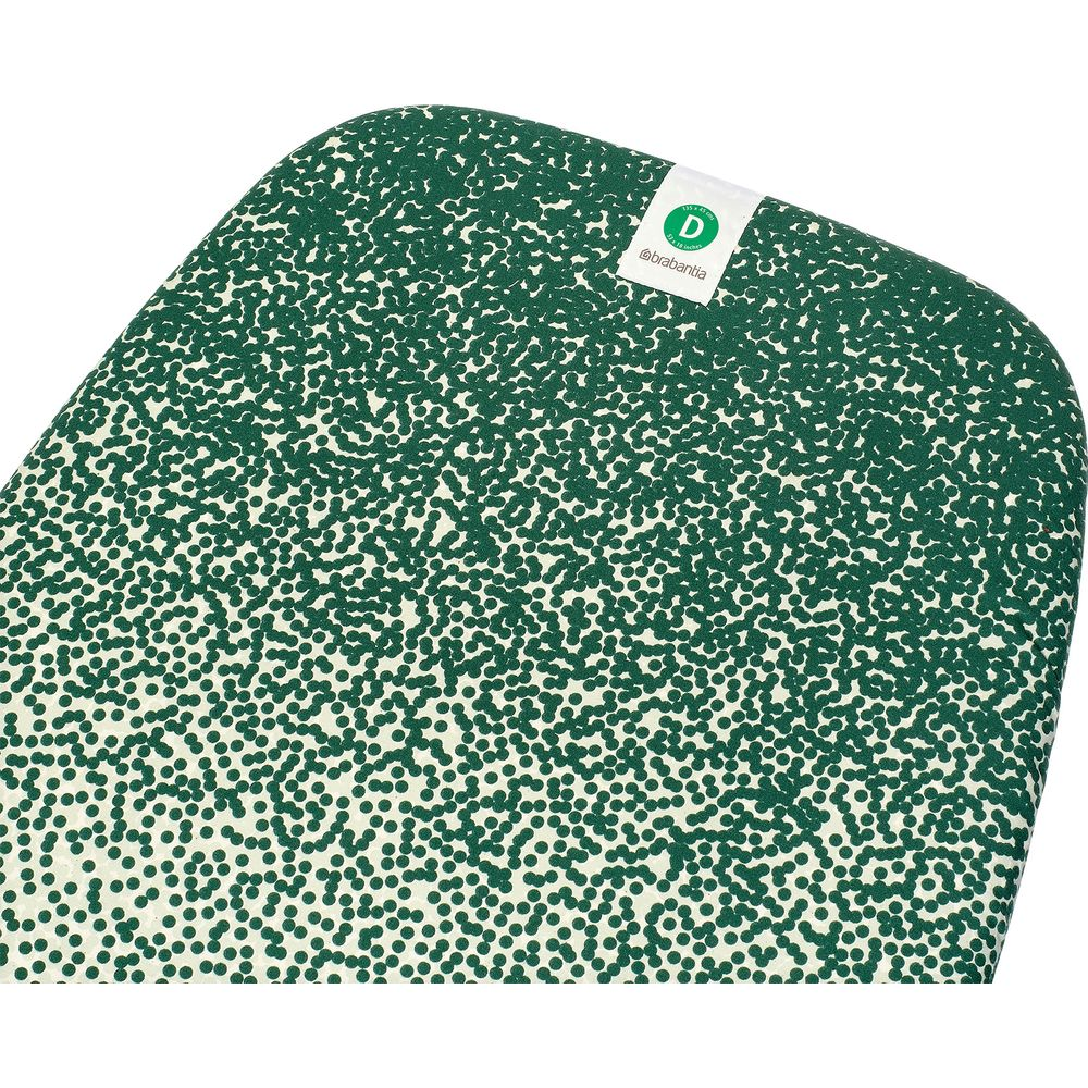 Housse de table à repasser à pois verts et logo blanc Brabantia.