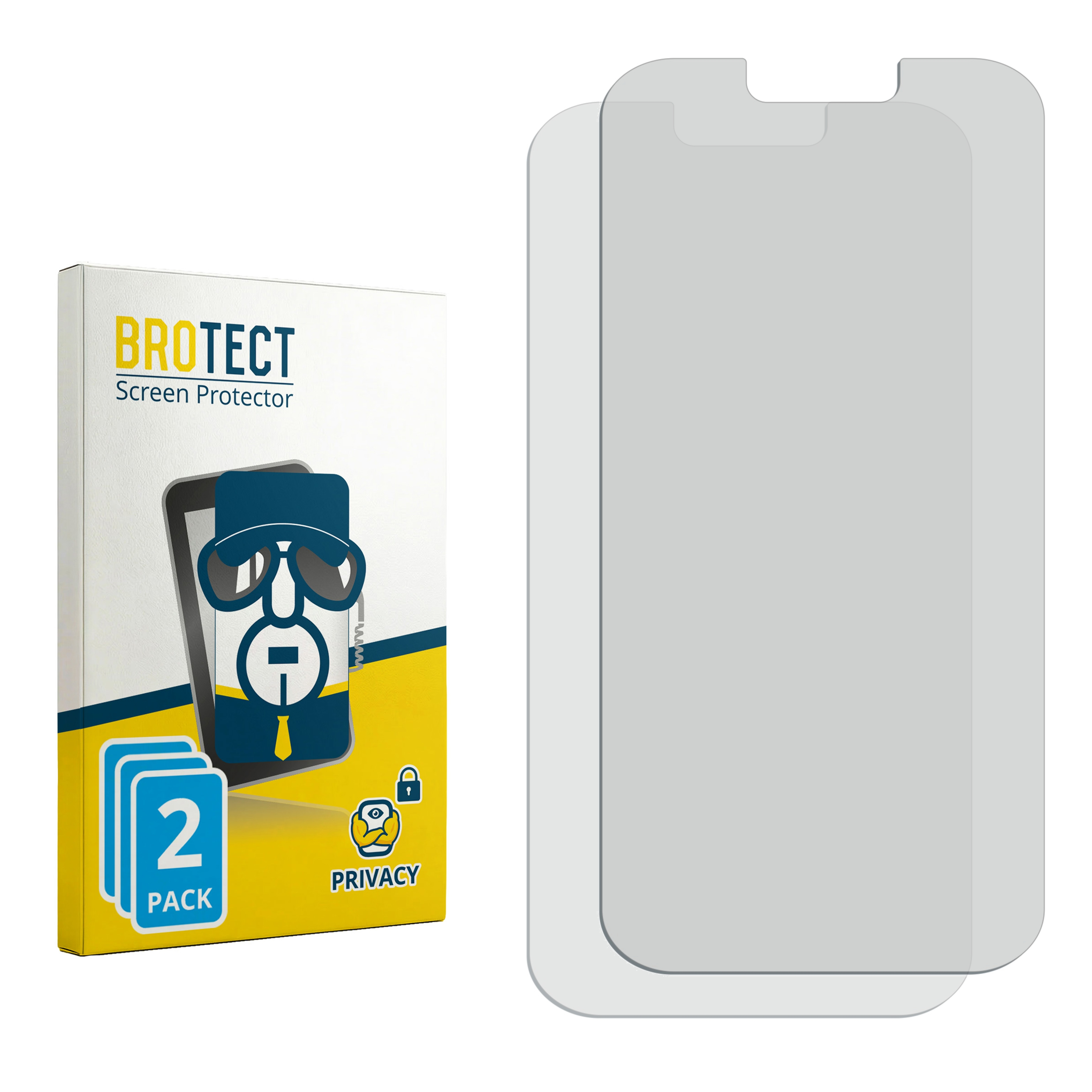Verpackung für 2 Sichtschutz-Displayschutzfolien mit App-Symbolen.