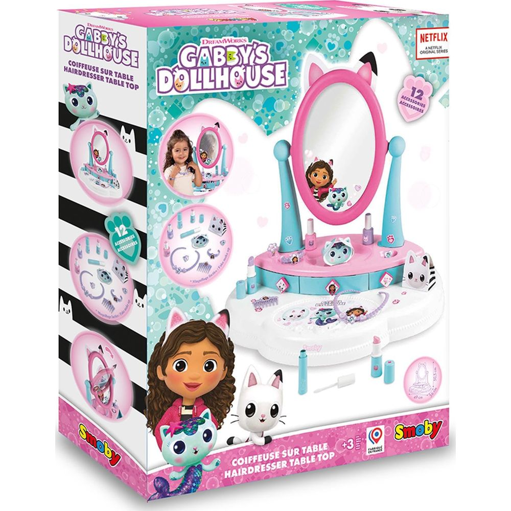 Gabby's Dollhouse Schminktisch mit Spiegel, Figuren und Zubehör. Für Kinder ab 3.
