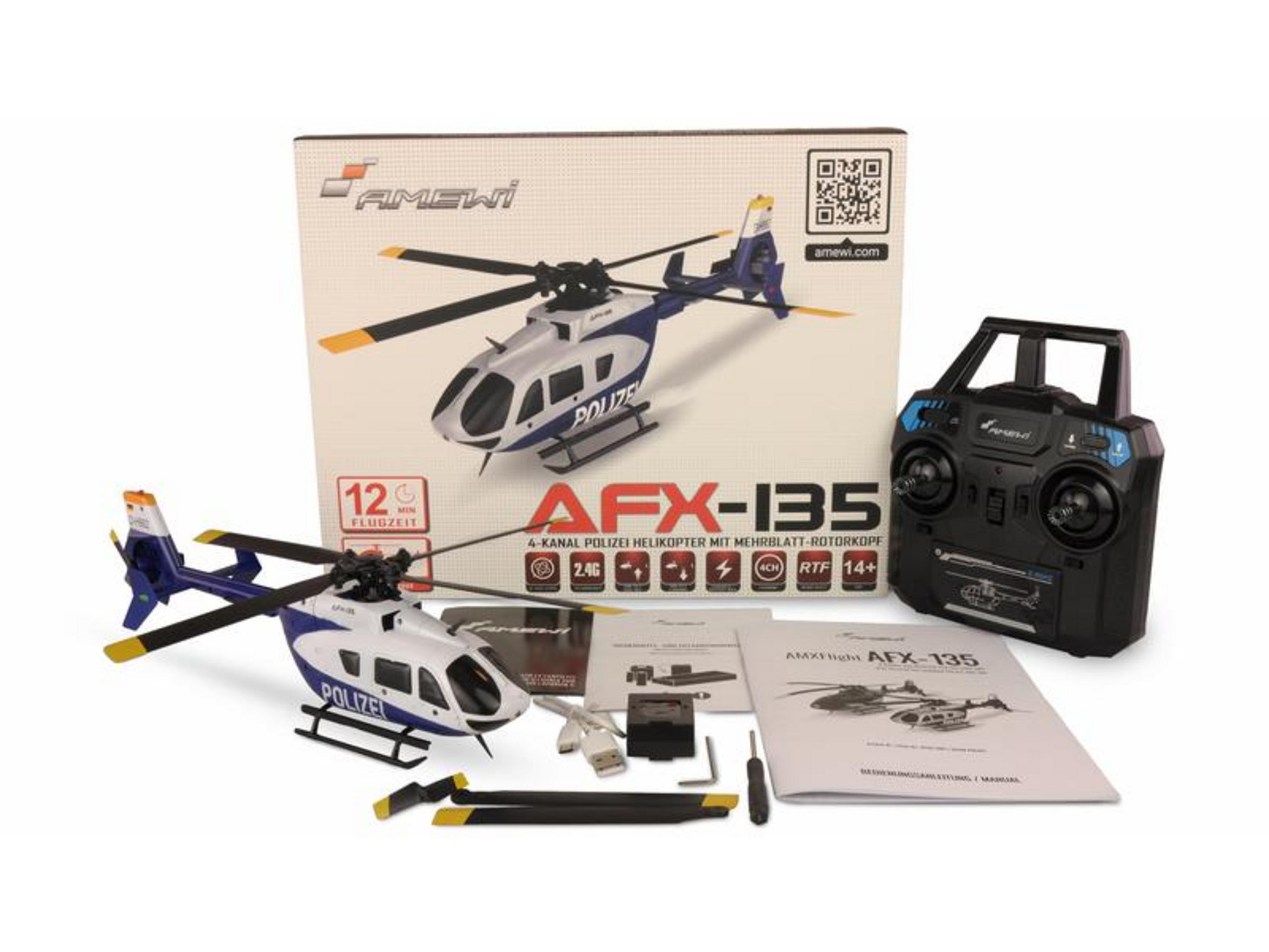 Un juego de helicóptero de policía con control remoto, repuestos y manual.