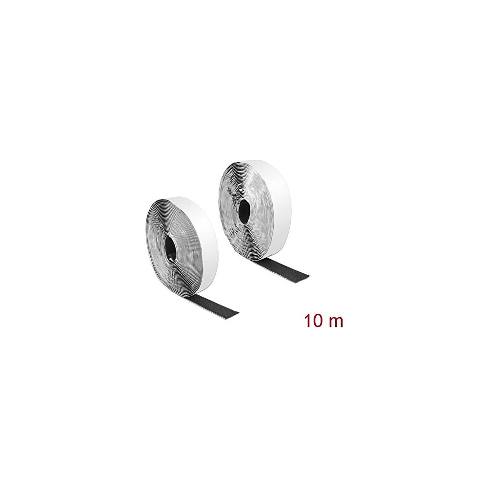 Zwei Rollen schwarzes Klebeband mit 10m Beschriftung.