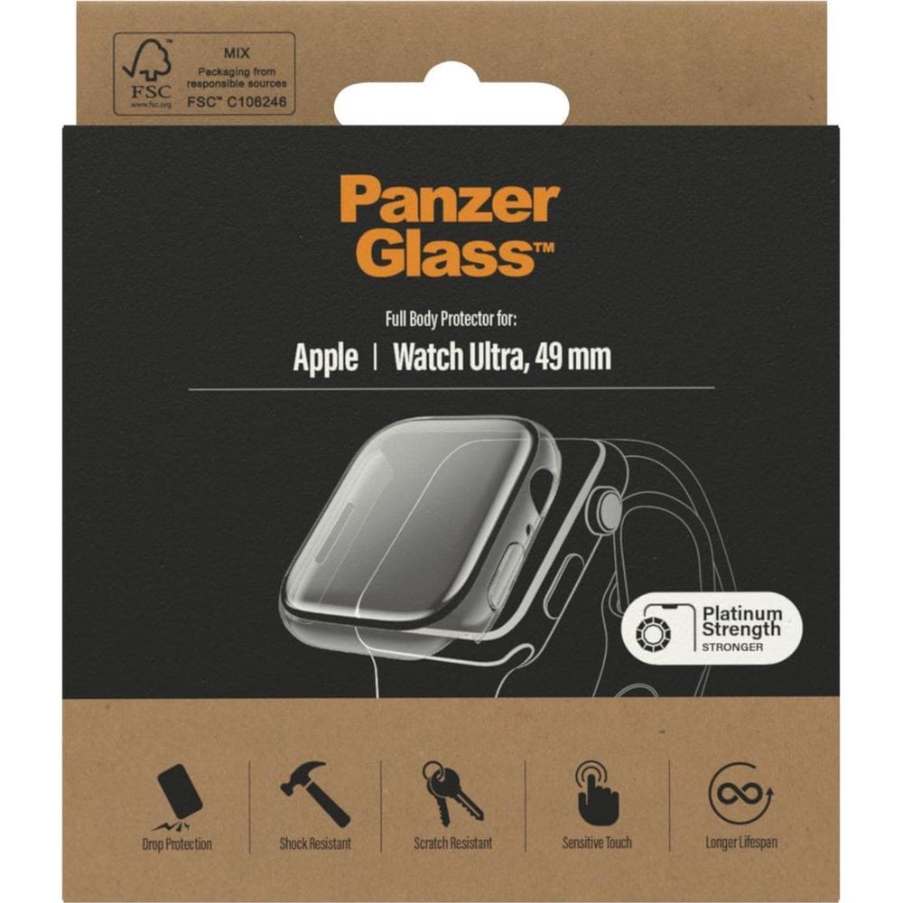 Verpackung für Panzer Glass Full Body Protector für Apple Watch Ultra 49mm.
