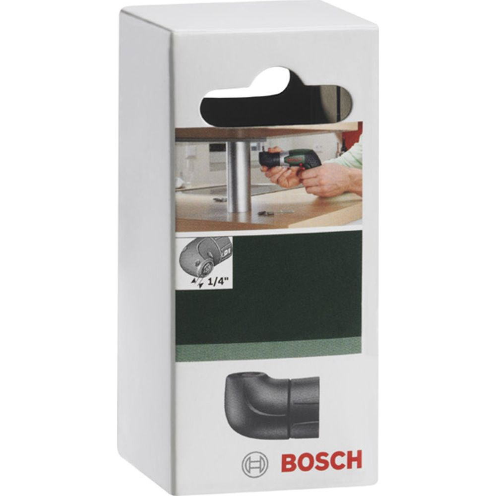 Emballage Bosch montrant une perceuse et un accessoire de 1/4 pouce.