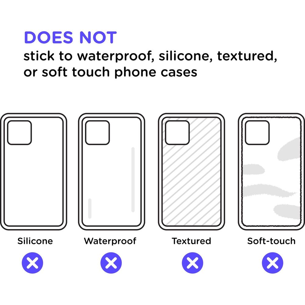 Quatre modèles de coques de téléphone : silicone, étanche, texturée, toucher doux. Toutes avec X.