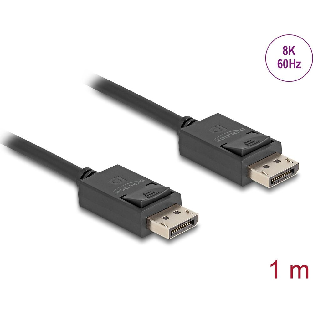 Ein schwarzes 1m langes DisplayPort-Kabel mit 8K 60Hz-Unterstützung.