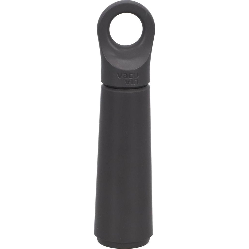 Tappo vino grigio scuro con manico ad anello e logo 'Vacu Vin'.