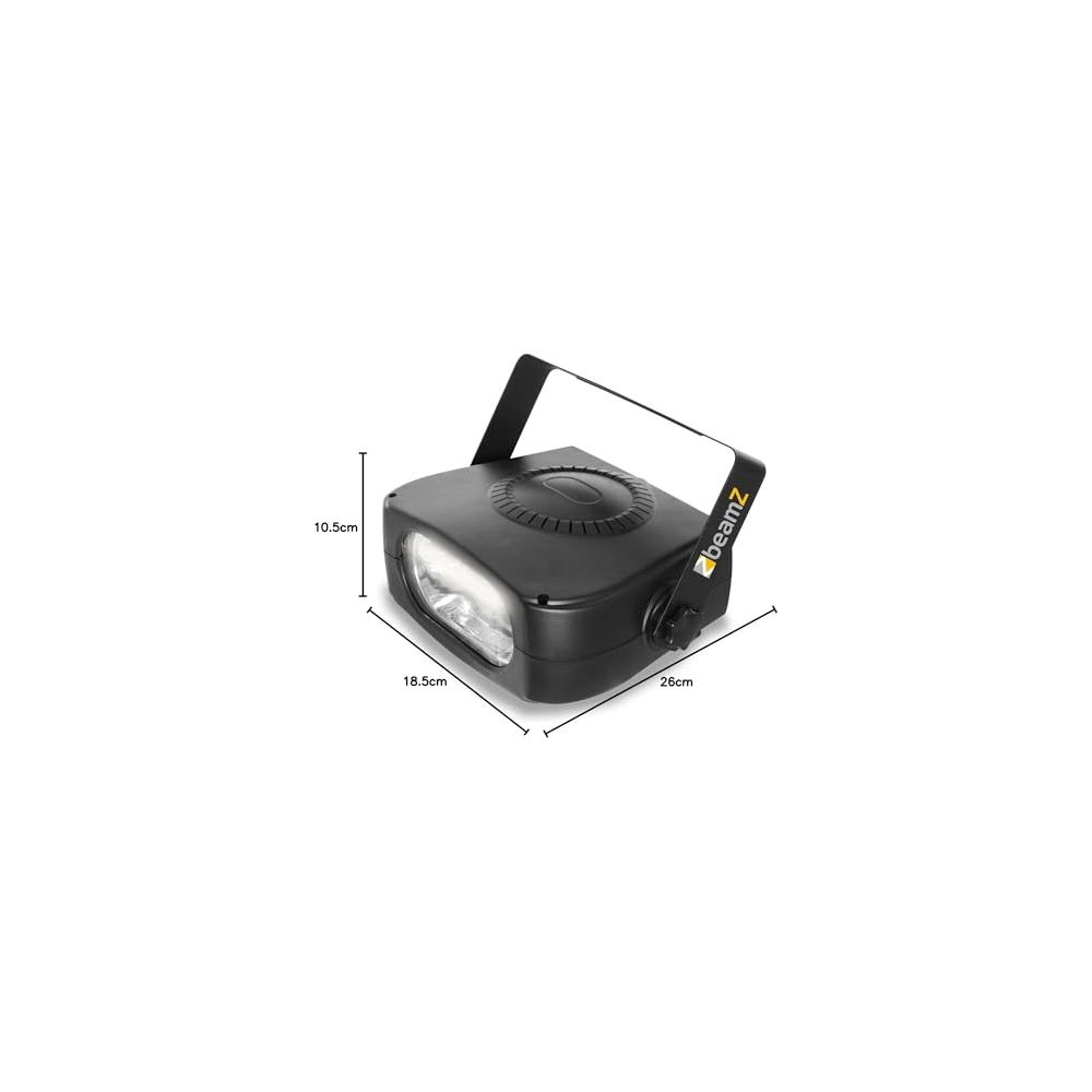 Luz de efecto negra con asa, dimensiones 10,5x18,5x26cm.