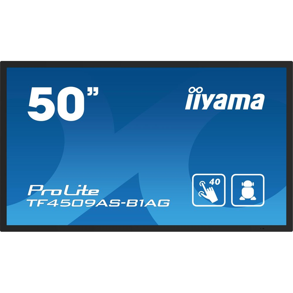 50-calowy monitor dotykowy iiyama ProLite TF4509AS-B1AG z ikonami.