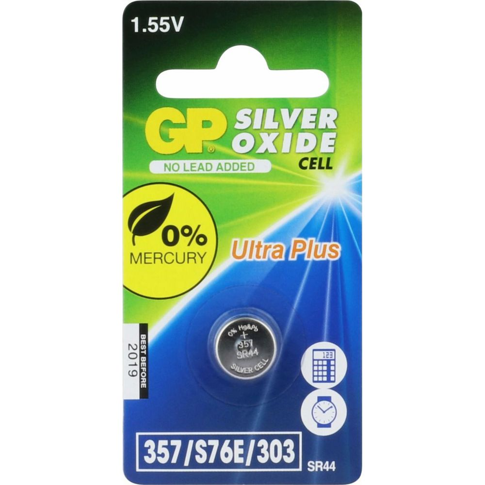 GP 1,55V Silberoxid-Batterie, 0% Quecksilber, Ultra Plus, SR44.