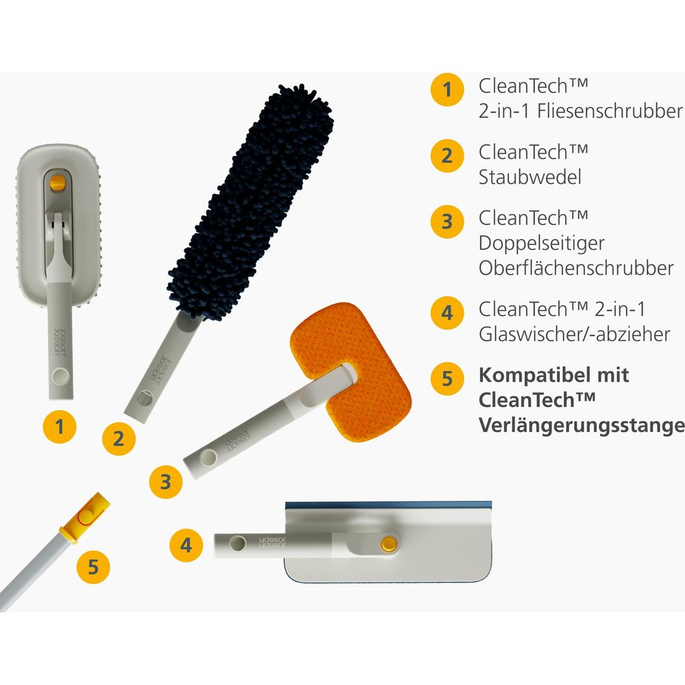 Imagen del producto mostrando cinco herramientas y accesorios de limpieza.