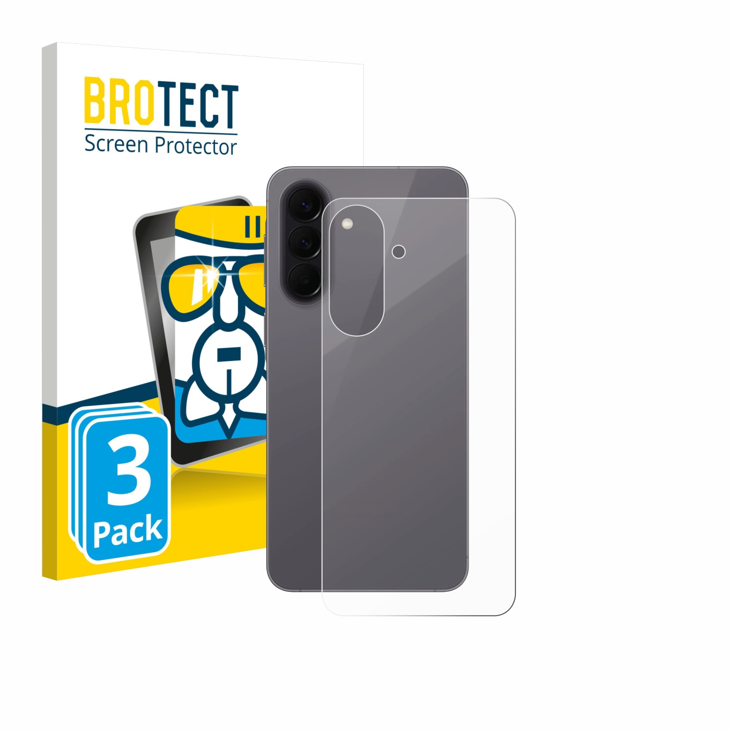 Packung BROTECT Displayschutzfolie mit Handy und 3 Stück Aufdruck.