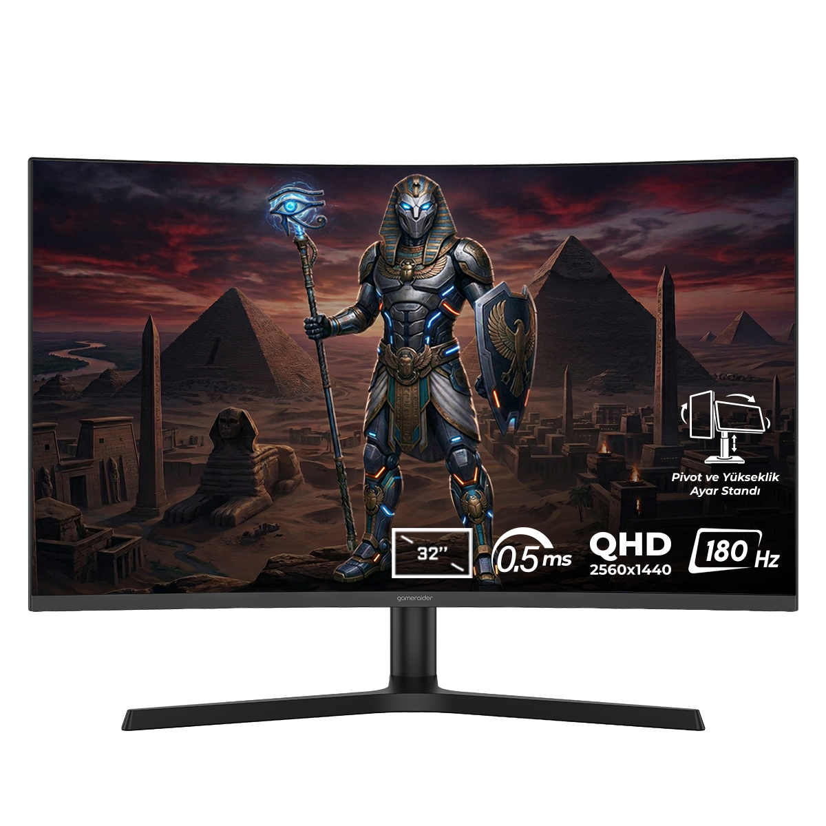 GAMERAIDER HORUS GR32QC18V 180Hz 2K Adaptive Sync VA Kavisli Pivot 32 inç QHD 0,5 ms Gaming Monitör Siyah