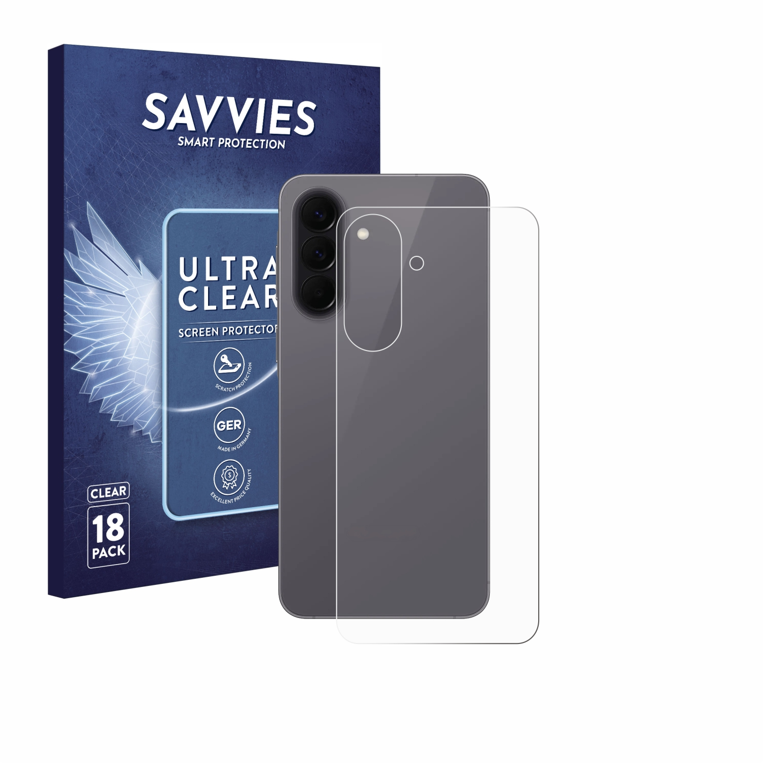 Savvies Displayschutzfolie für Smartphone, 18er Pack, Ultra Clear, Made in Germany.