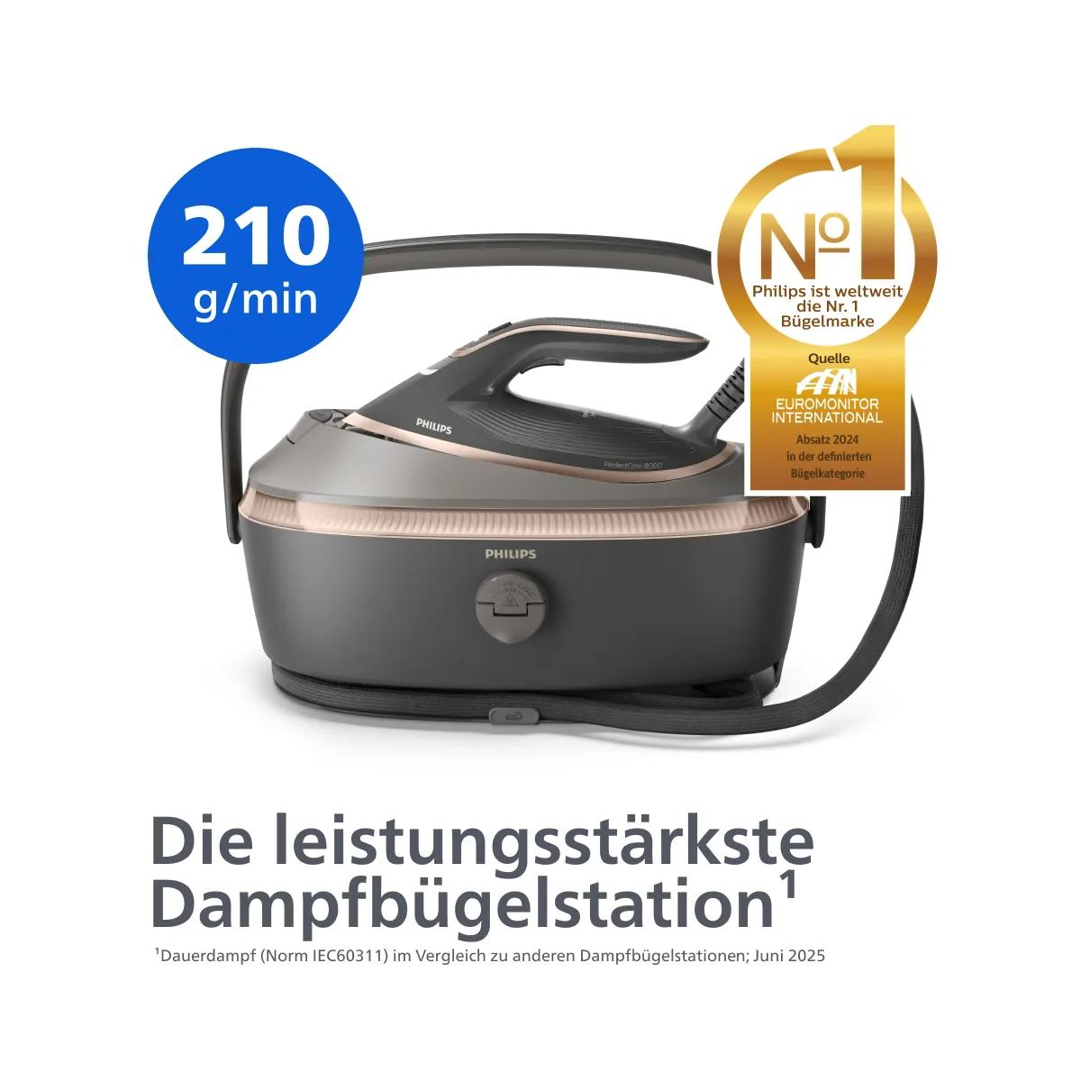 Dampfbügelstation mit 210g/min Dampfstoß, Nr. 1 Bügelmarke