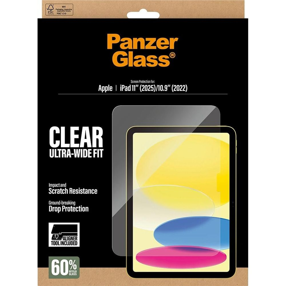 Panzer Glass ekran koruyucu, Apple iPad 11"/10,9" için hizalama aletiyle.