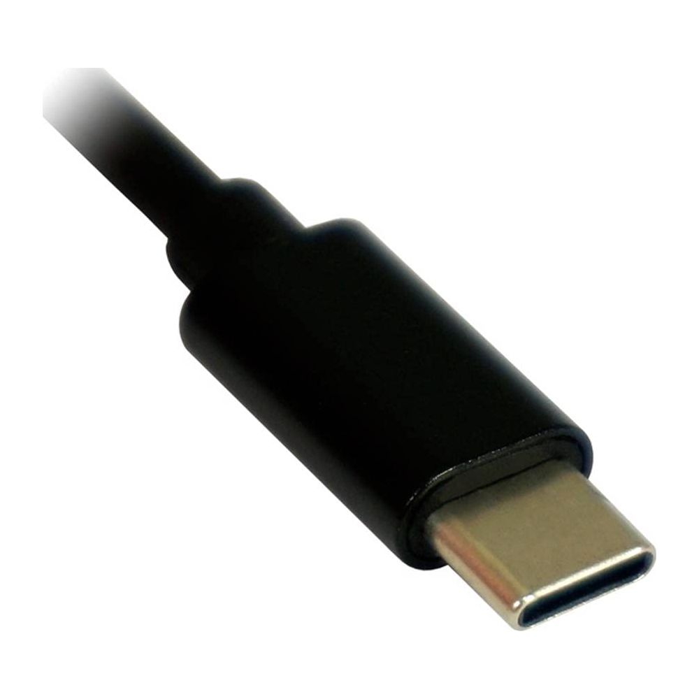 Czarny kabel USB-C ze srebrną wtyczką.