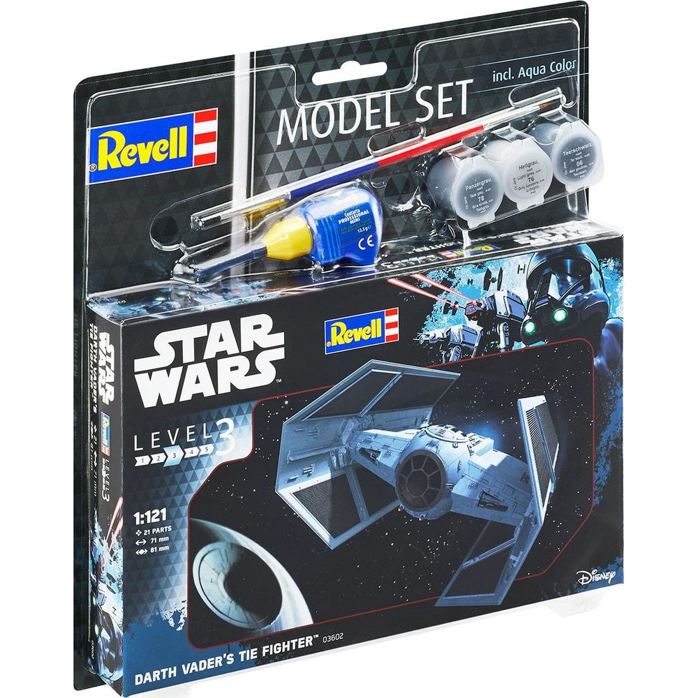Star Wars Darth Vader's Tie Fighter modelbouwkit van Revell met verf en lijm.
