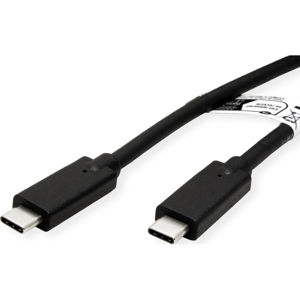Deux câbles USB-C noirs avec connecteurs argentés sur fond blanc.