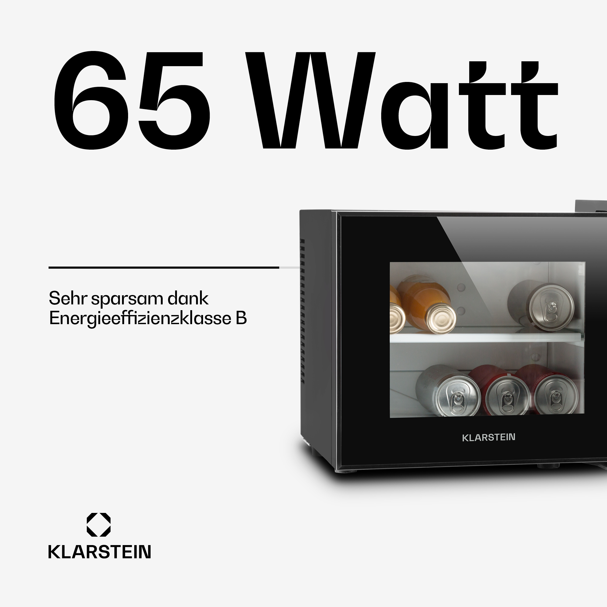 Un frigorifero Klarstein da 65 Watt, classe energetica B.