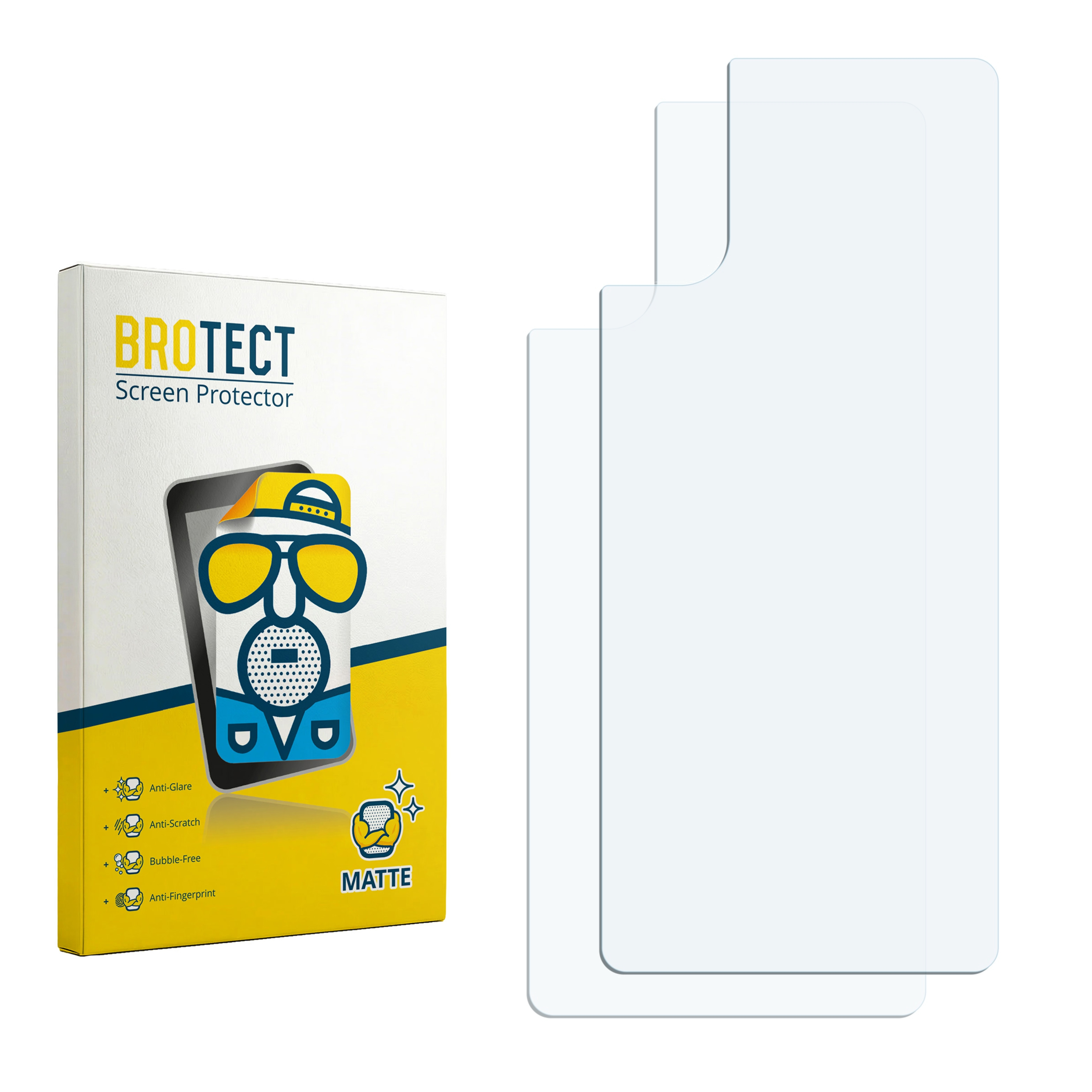 BROTECT Displayschutzfolie-Verpackung mit zwei Folien daneben.
