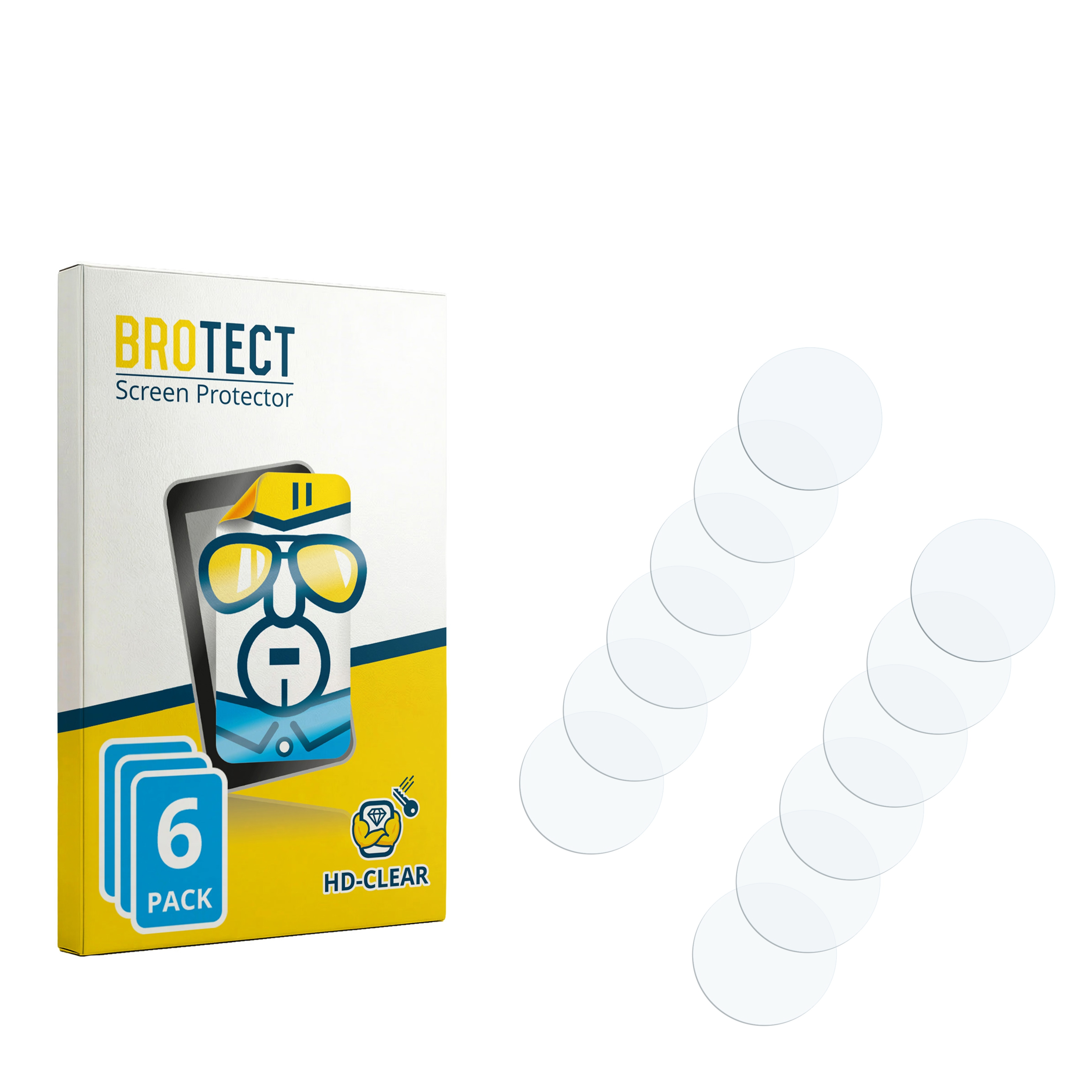 BROTECT Displayschutzfolien-Box mit 6er Pack und klaren Schutzfolien.
