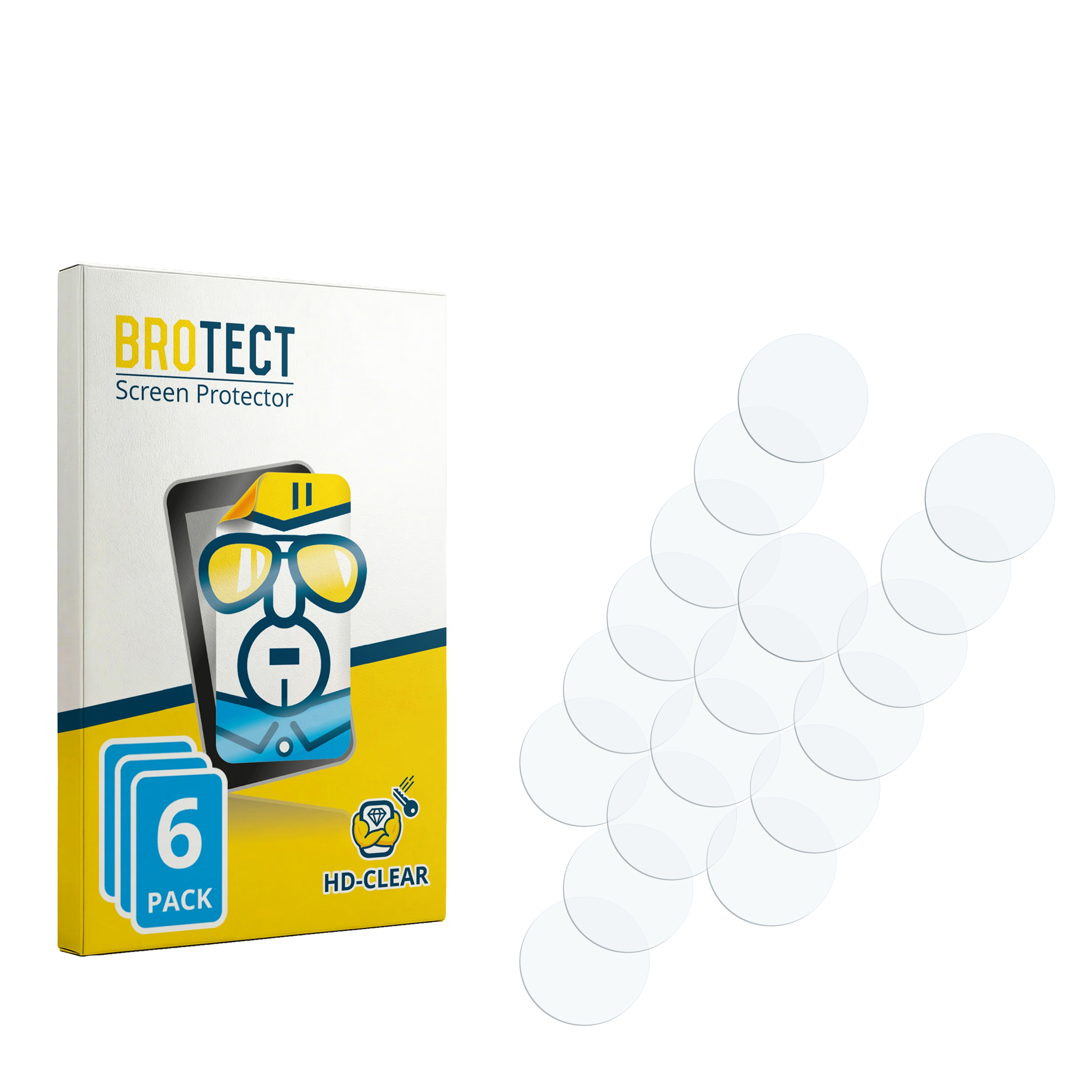 Verpackung mit BROTECT Screen Protector Aufdruck und 6 Stück Schirmschutzfolien.