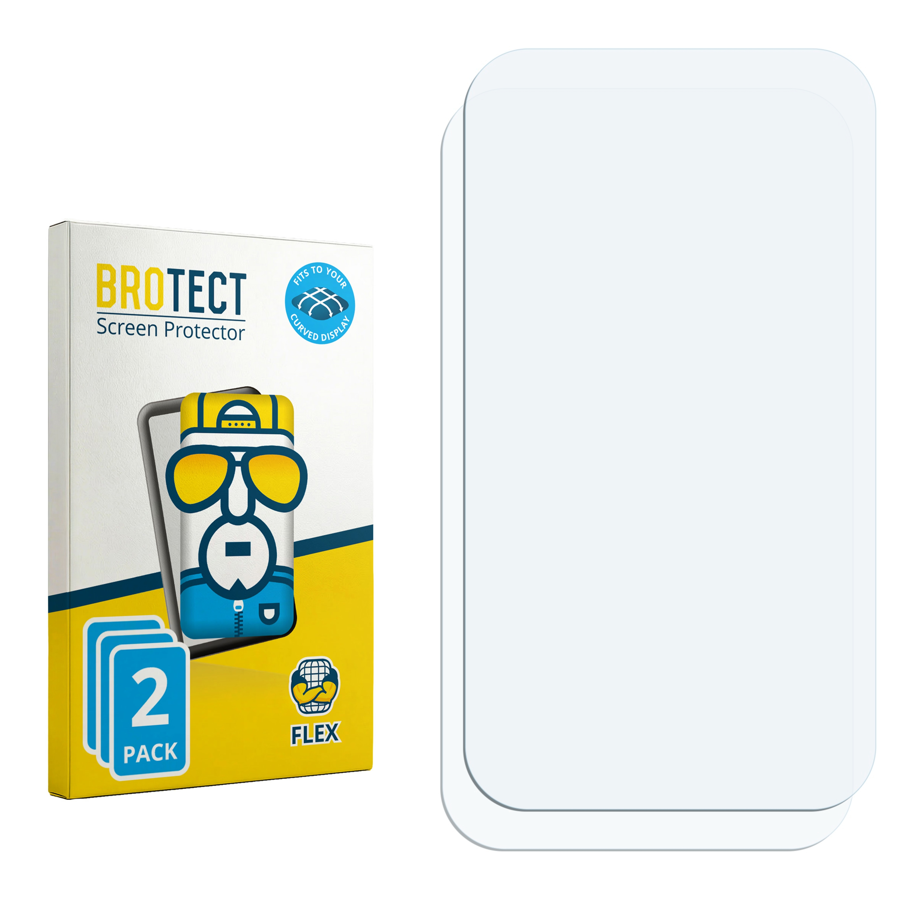 Verpackung für BROTECT Displayschutzfolie, 2er-Pack, mit Comic-Figur.
