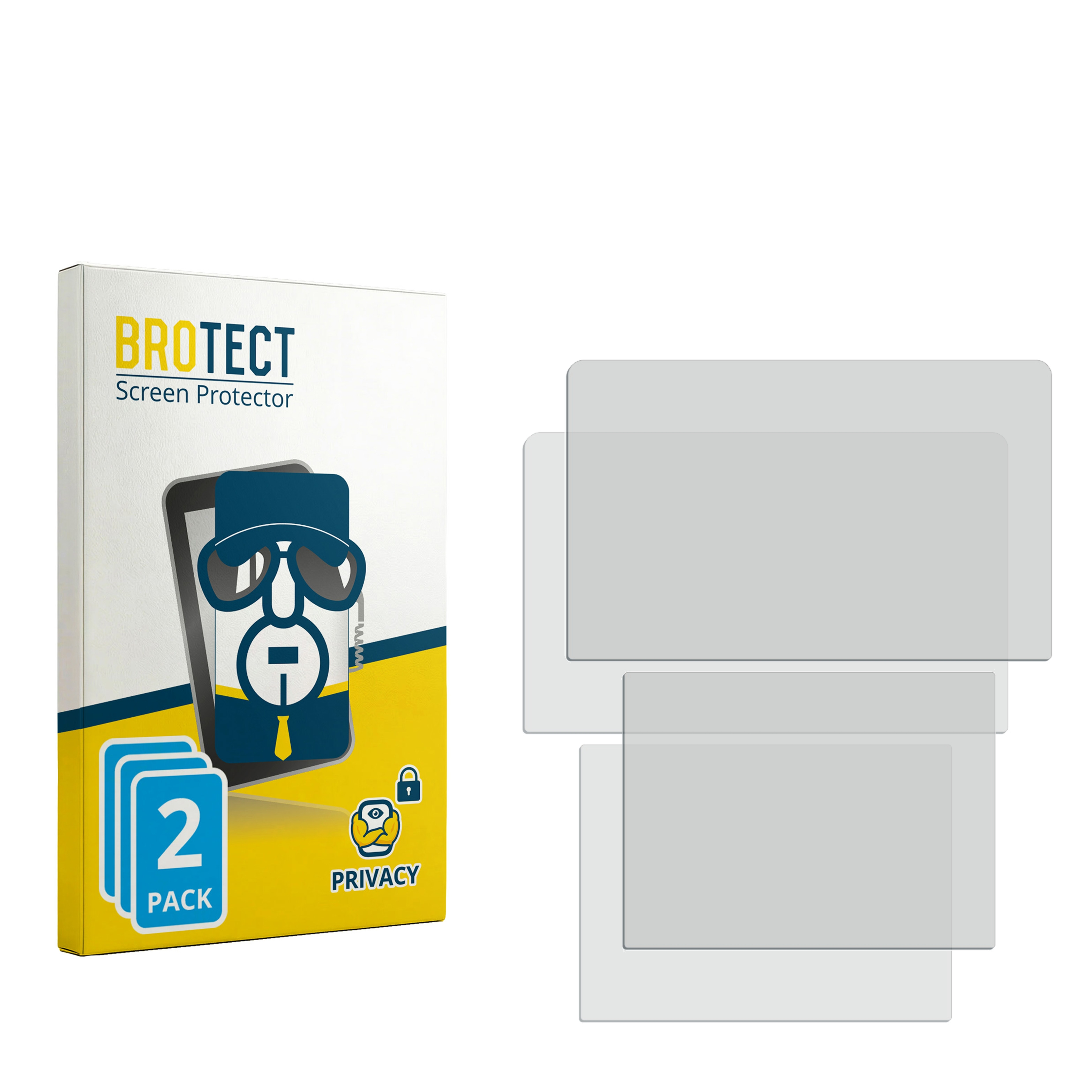 Verpackung für BROTECT Sichtschutzfolien, 2er Pack, mit Folien daneben.