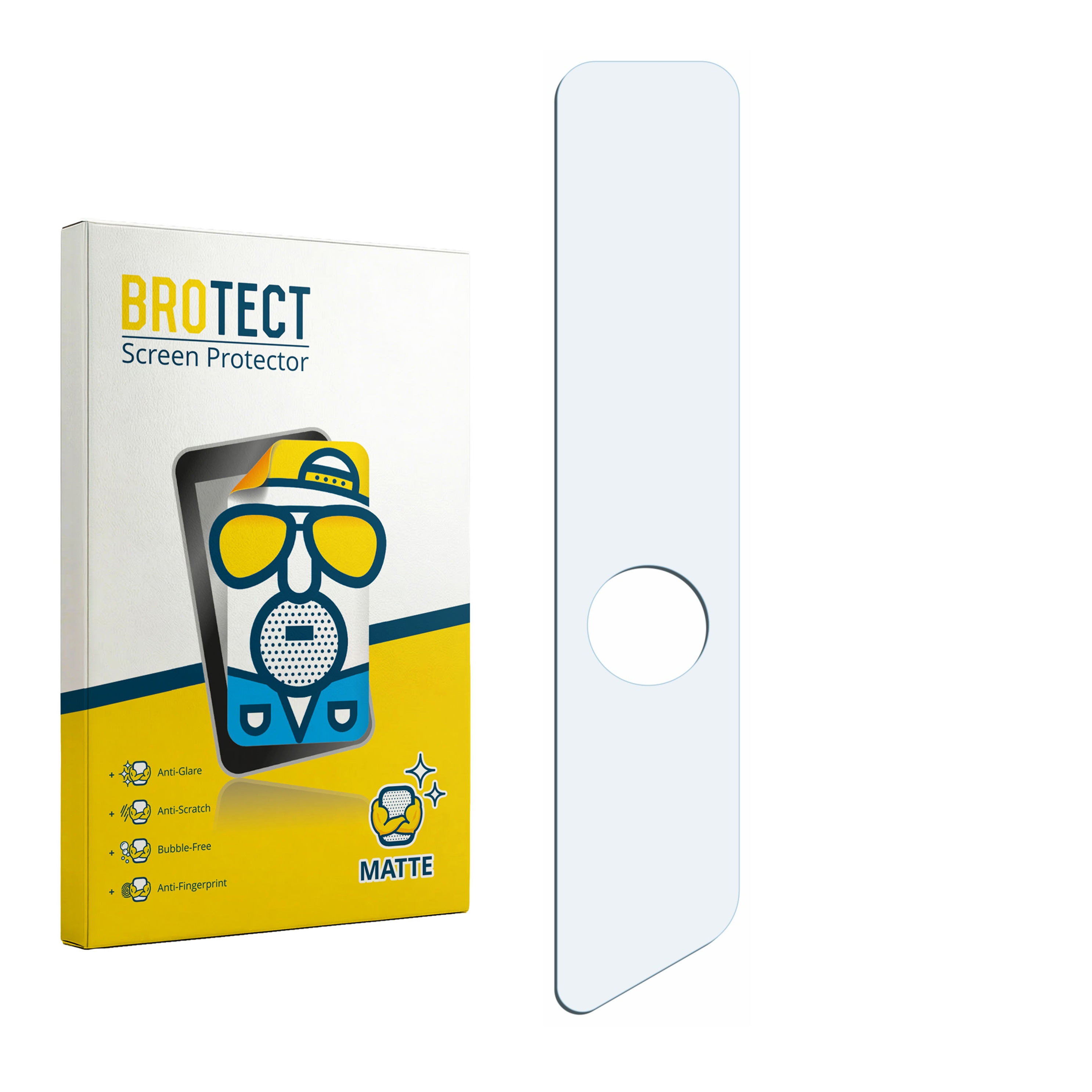 BROTECT Displayschutzfolie mit Kreisöffnung und Verpackung.