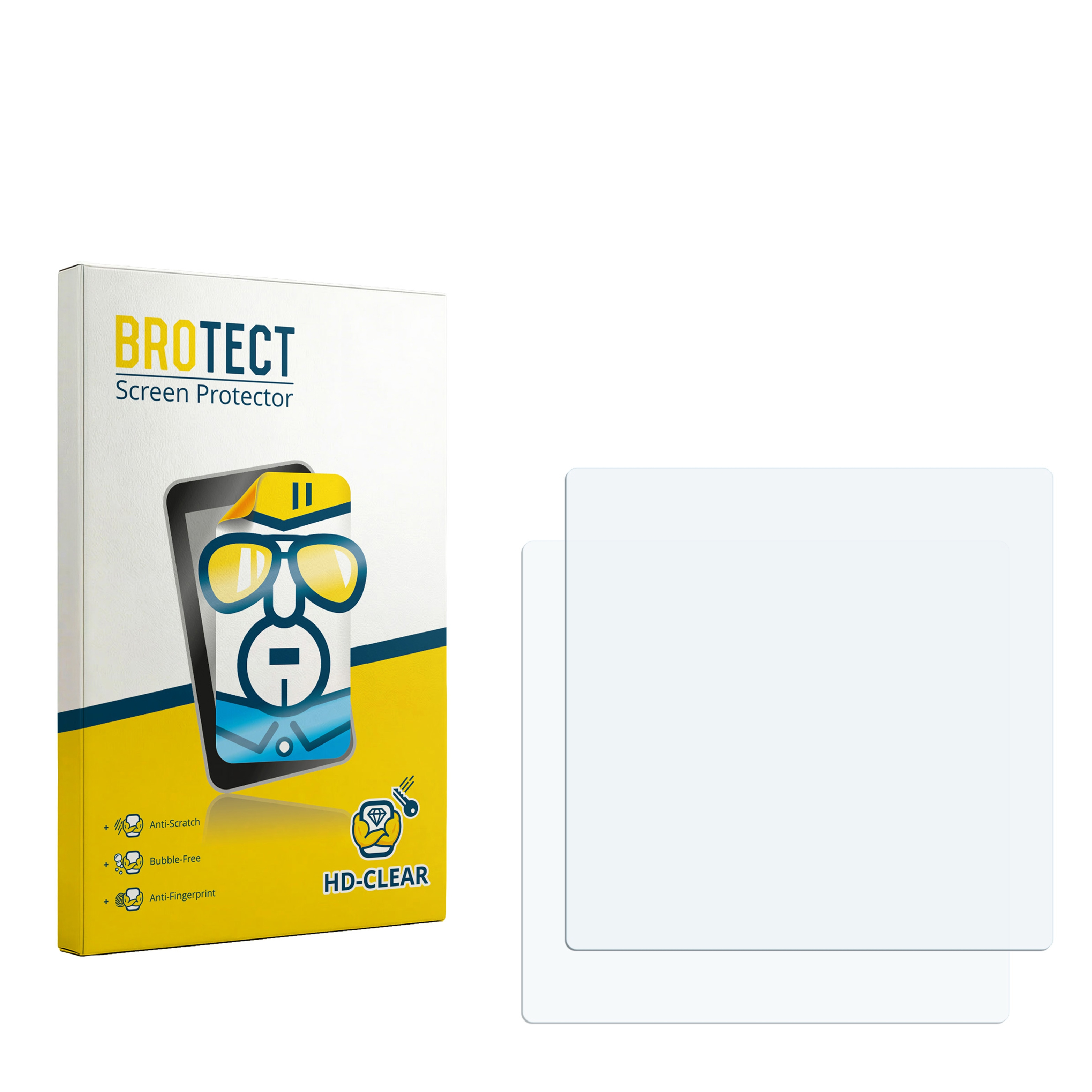 BROTECT Displayschutzverpackung mit zwei klaren Displayschutzfolien.