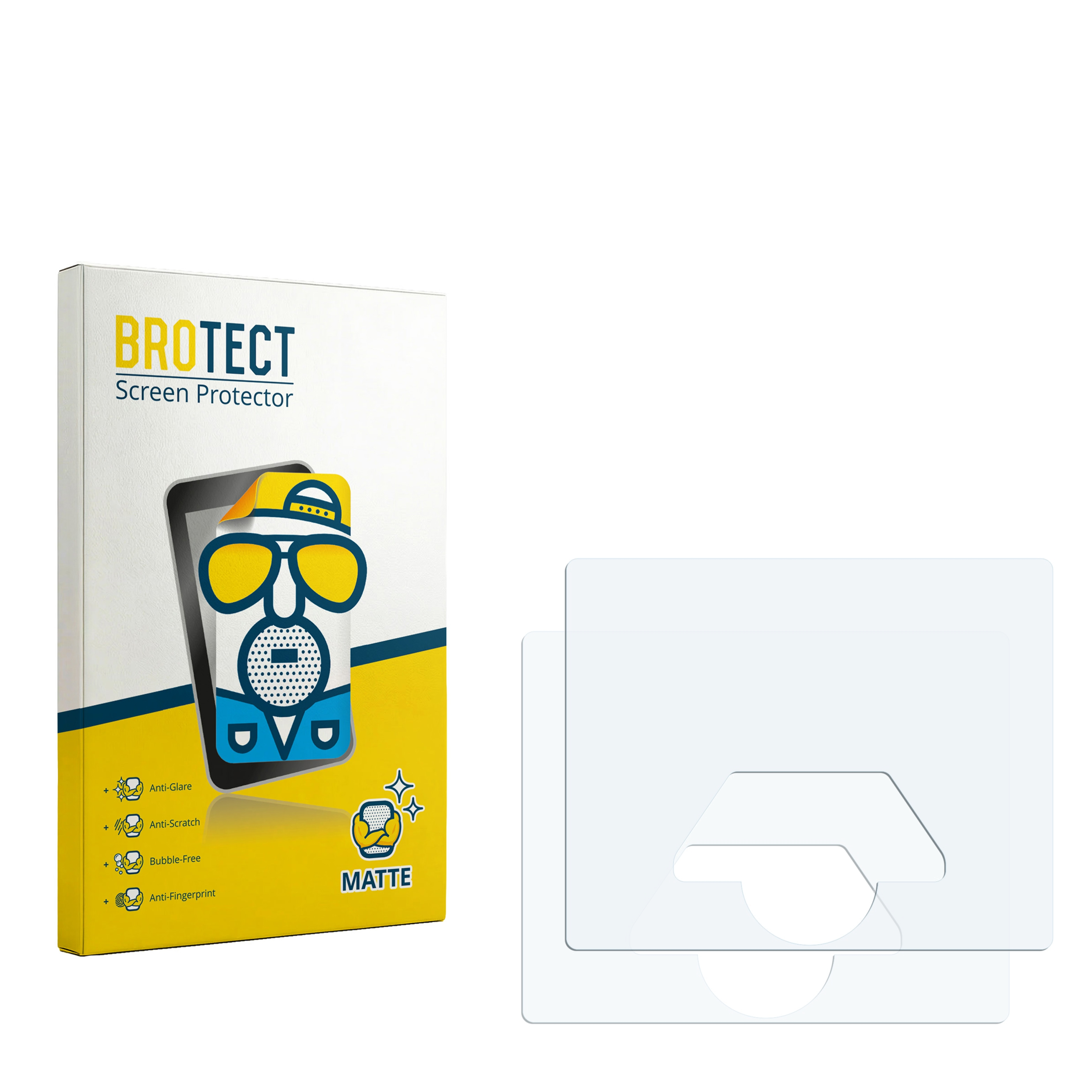 BROTECT Matte Displayschutzfolien-Verpackung und zwei klare Folien.