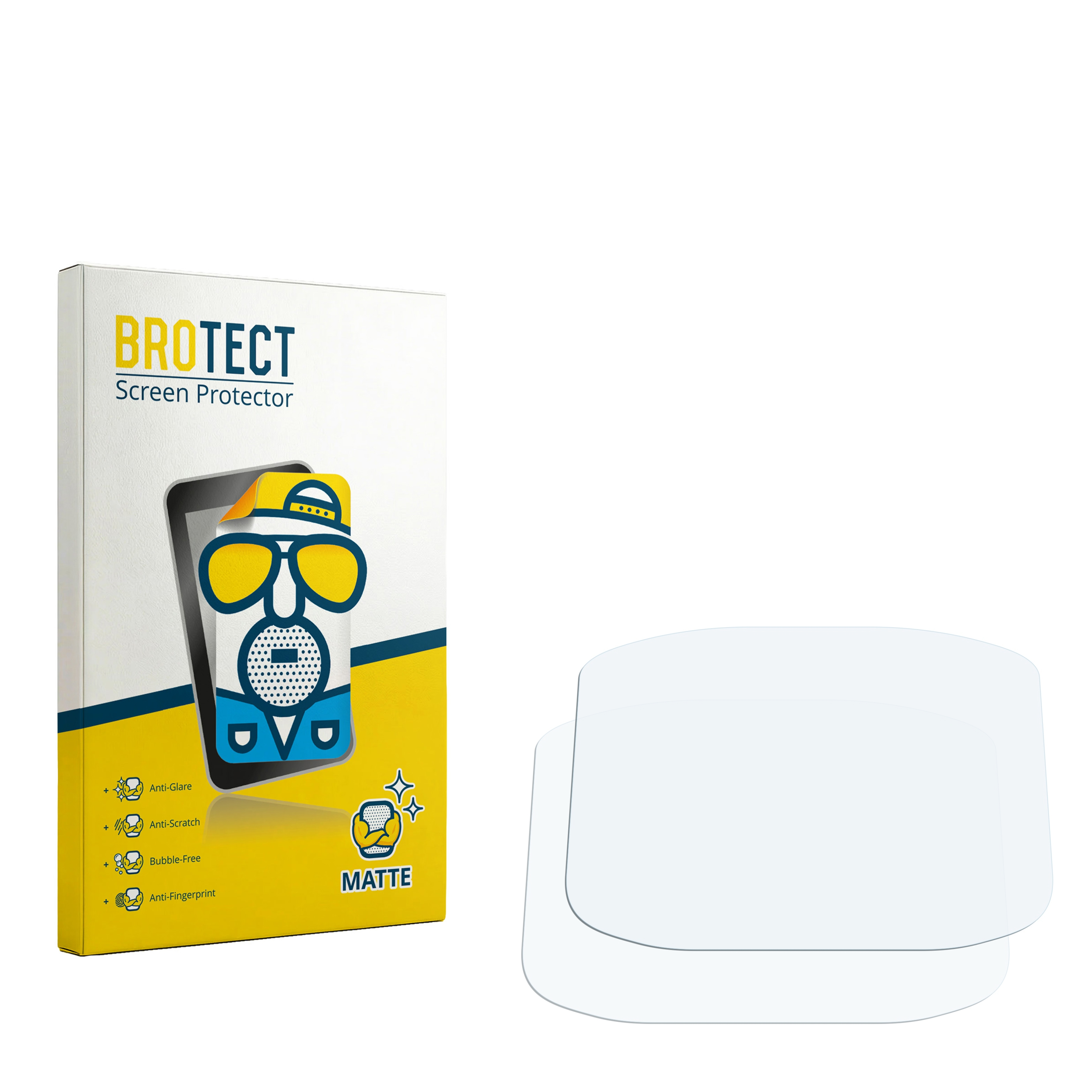 Brotect Displayschutzfolie-Verpackung und zwei matte Schutzfolien.