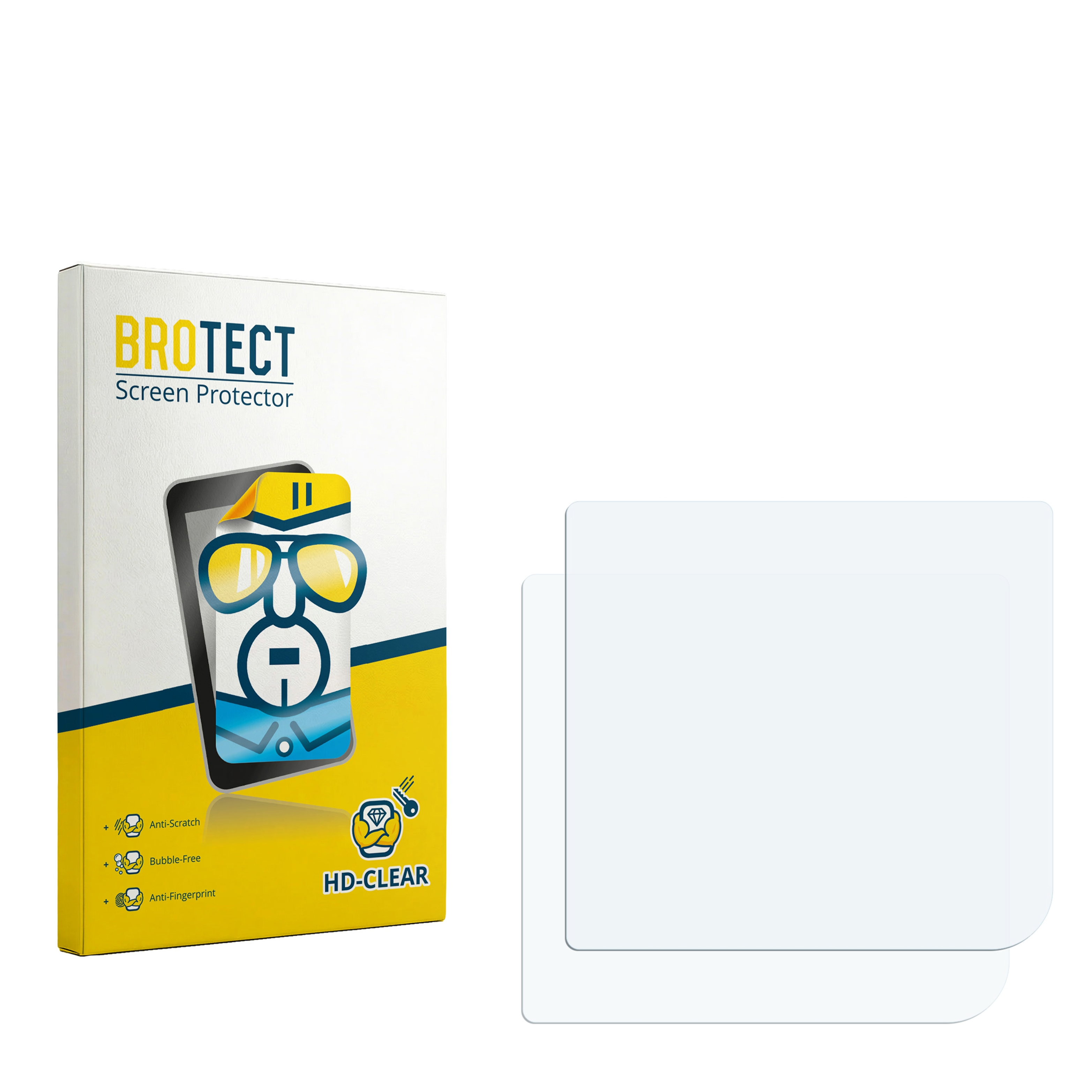 Schutzfolienpackung mit "BROTECT"-Logo und zwei transparenten Schutzfolien.