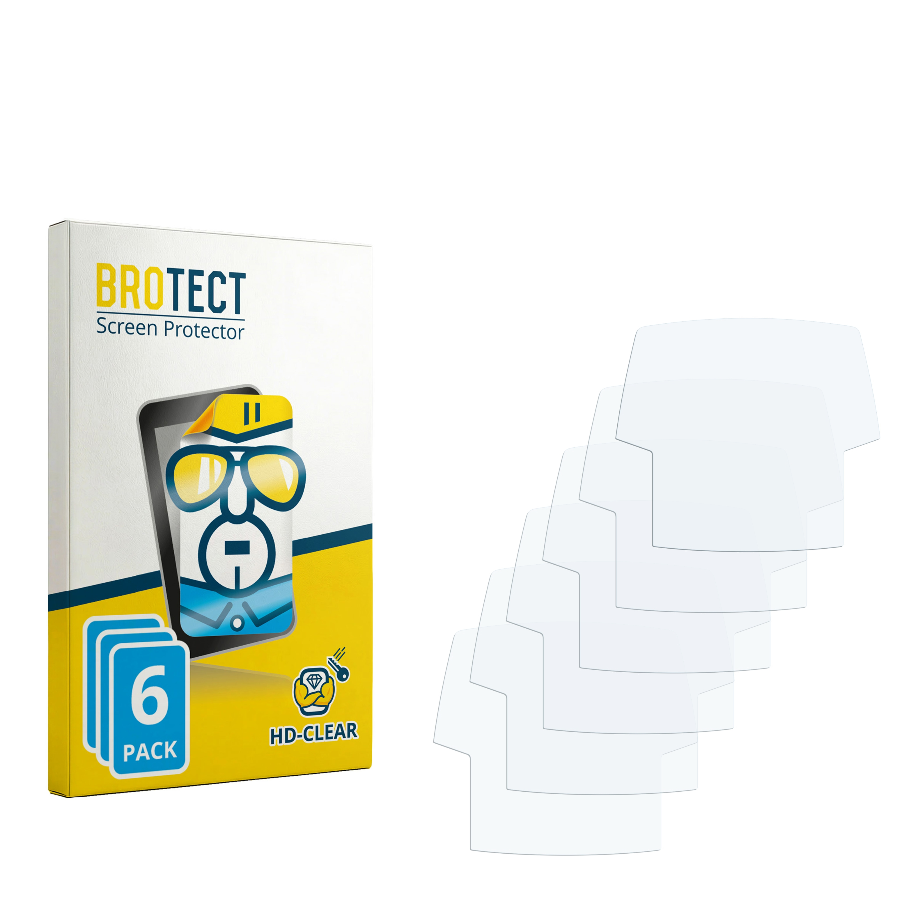 Verpackung für Displayschutzfolien mit 6 Stück und mehreren Folien.