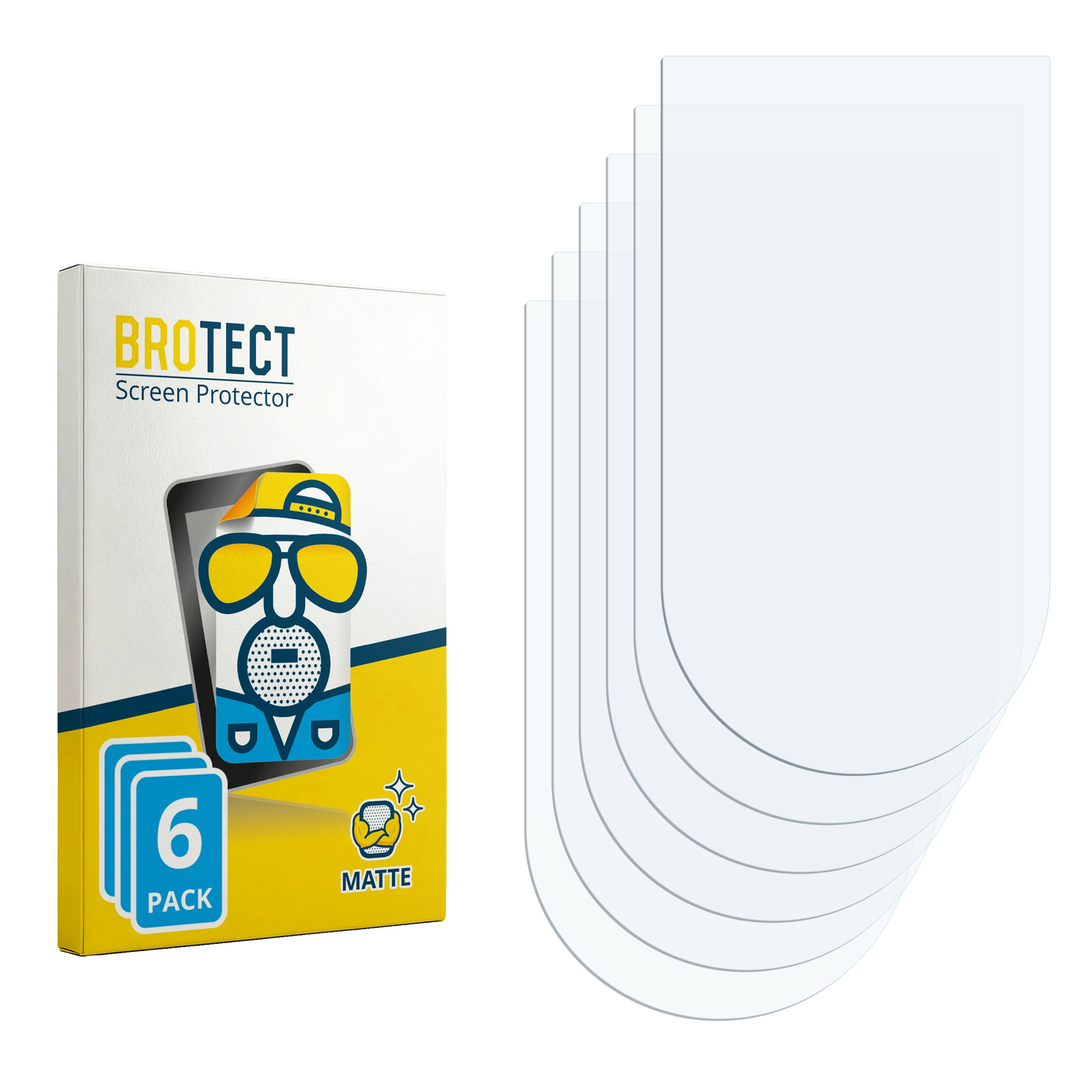 Verpackung mit 6 Displayschutzfolien, matte Oberfläche.