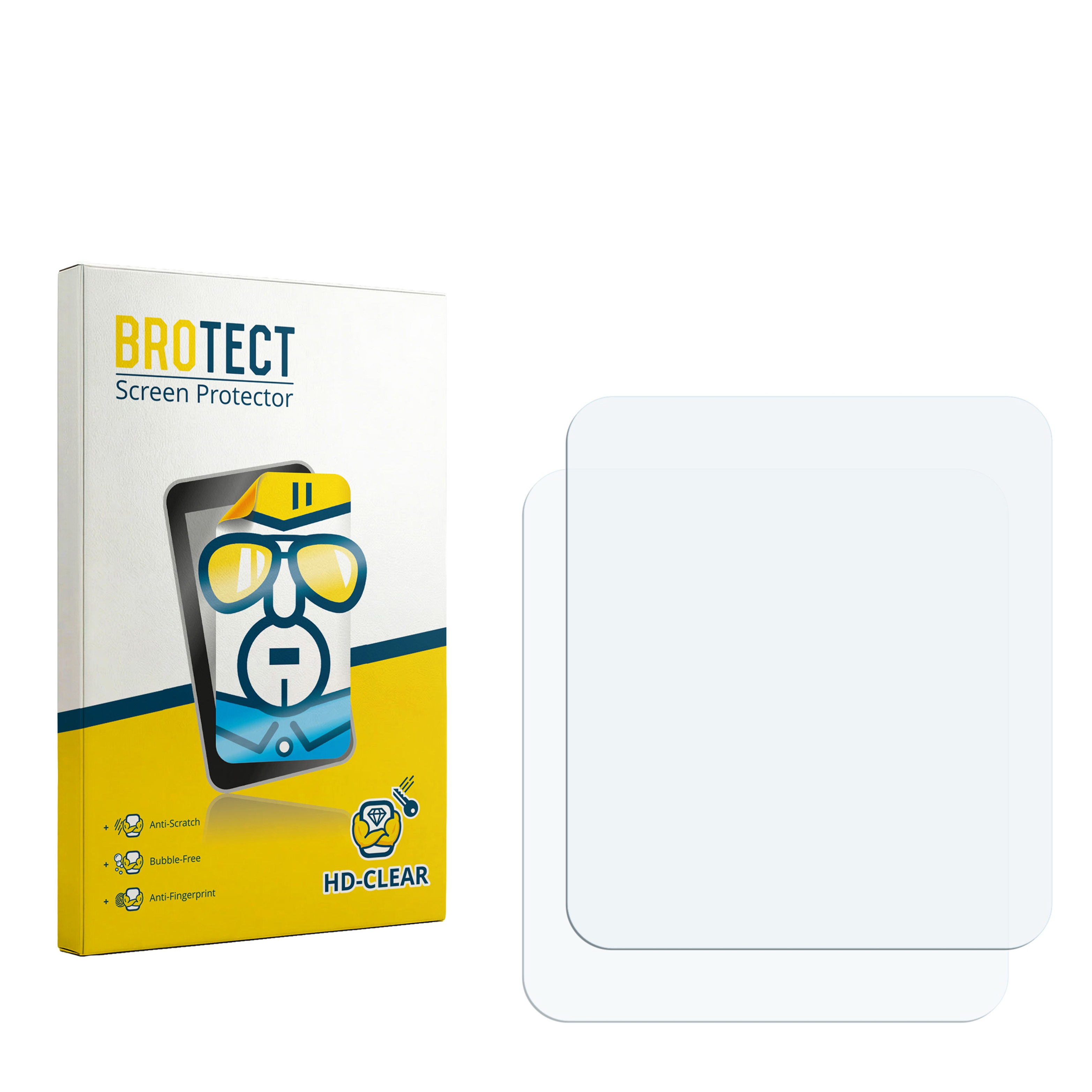 Packung BROTECT Displayschutzfolien mit zwei Schutzfolien daneben.