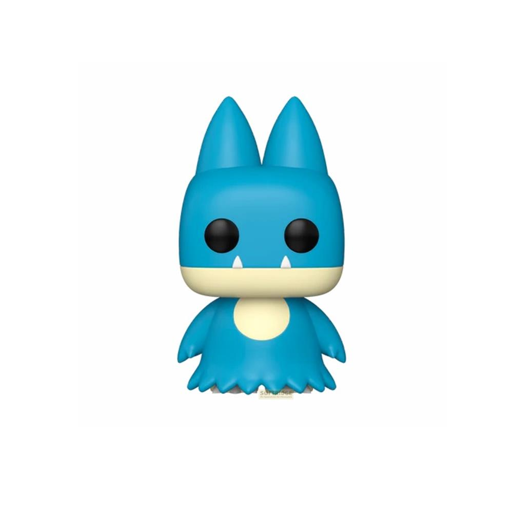 Una figura azul de dibujos animados con orejas puntiagudas, ojos negros y vientre amarillo.