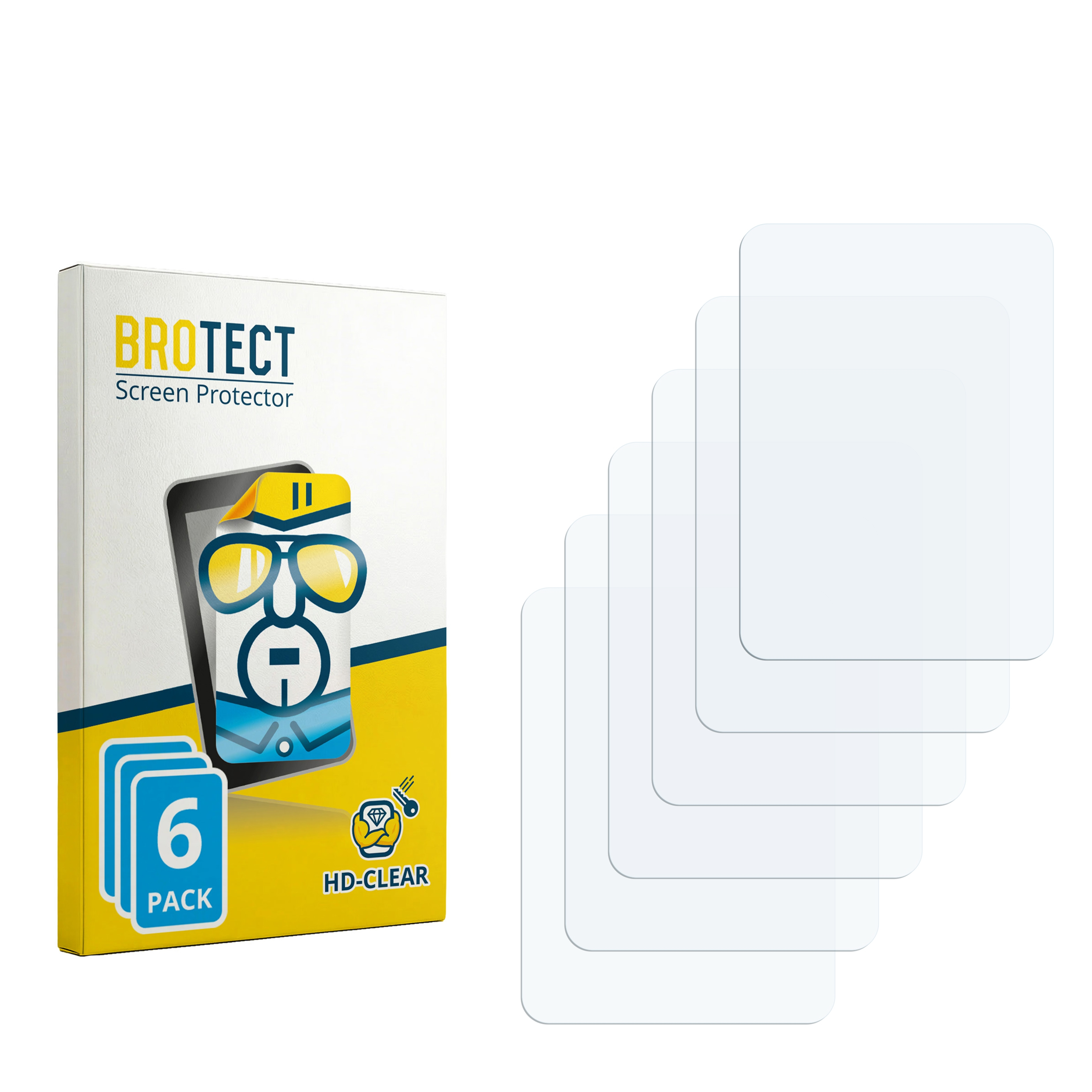 Packung mit 6 Displayschutzfolien und 5 einzelnen Folien daneben.