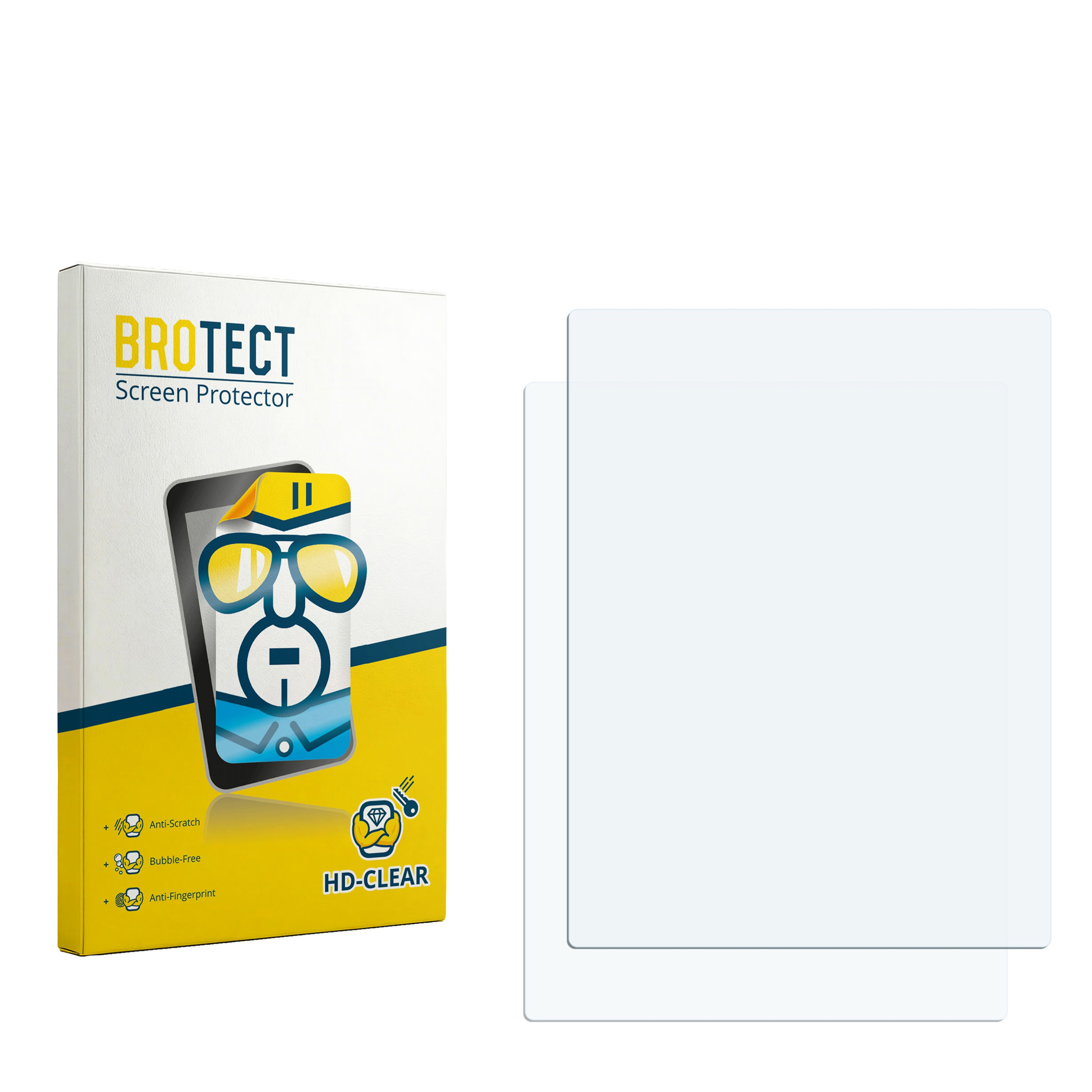 BROTECT Displayschutzfolie-Verpackung mit 2 klaren Schutzfolien.