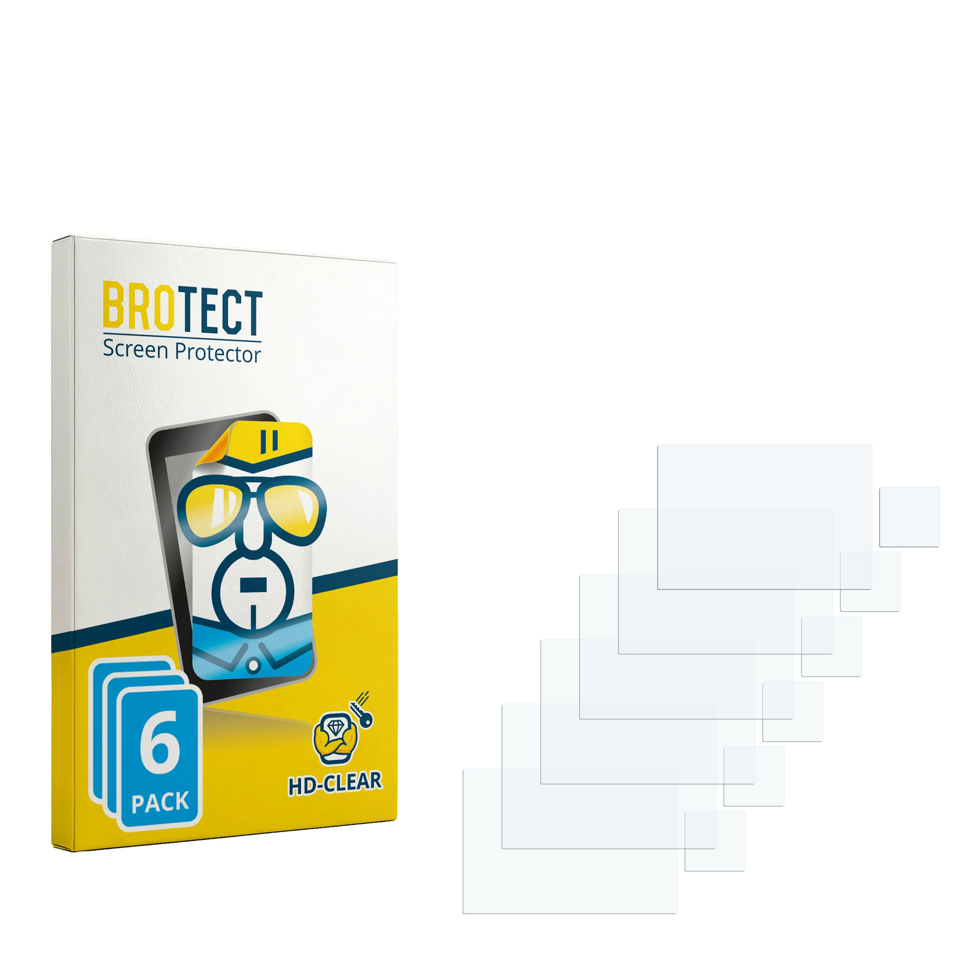 Packung mit 6 Bildschirmschutzfolien von BROTECT, HD-CLEAR.