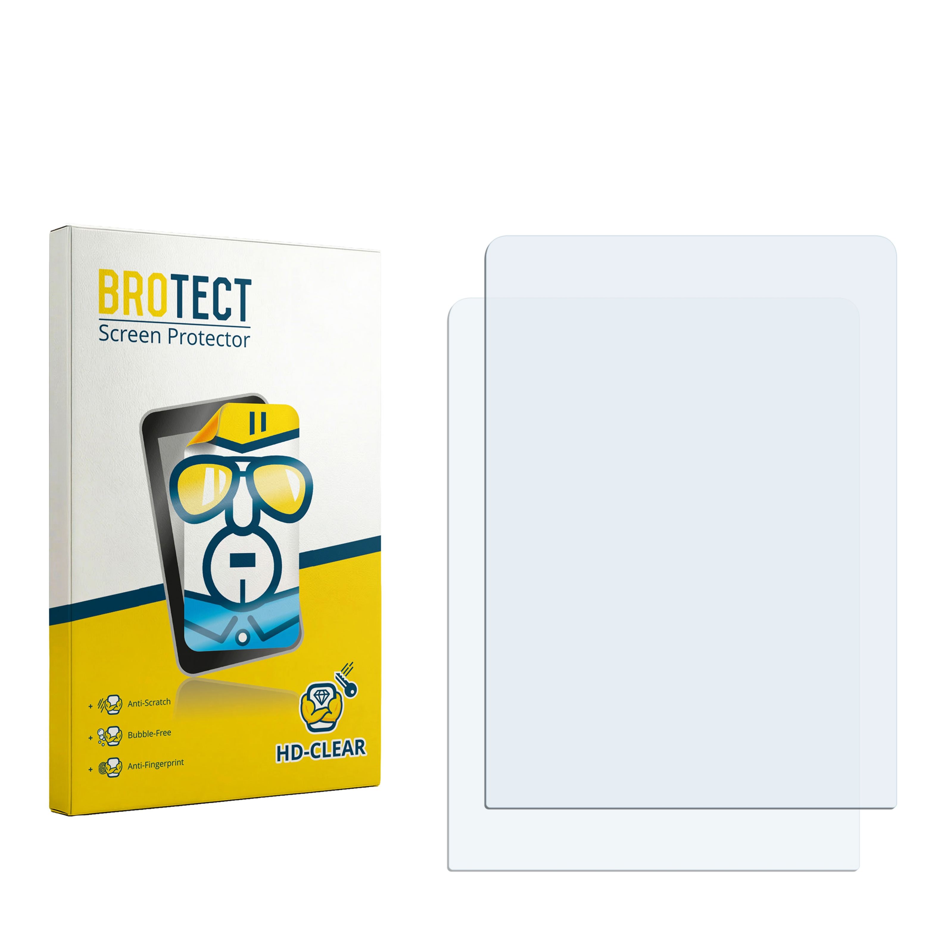 Verpackung für Displayschutzfolie mit zwei transparenten Folien.