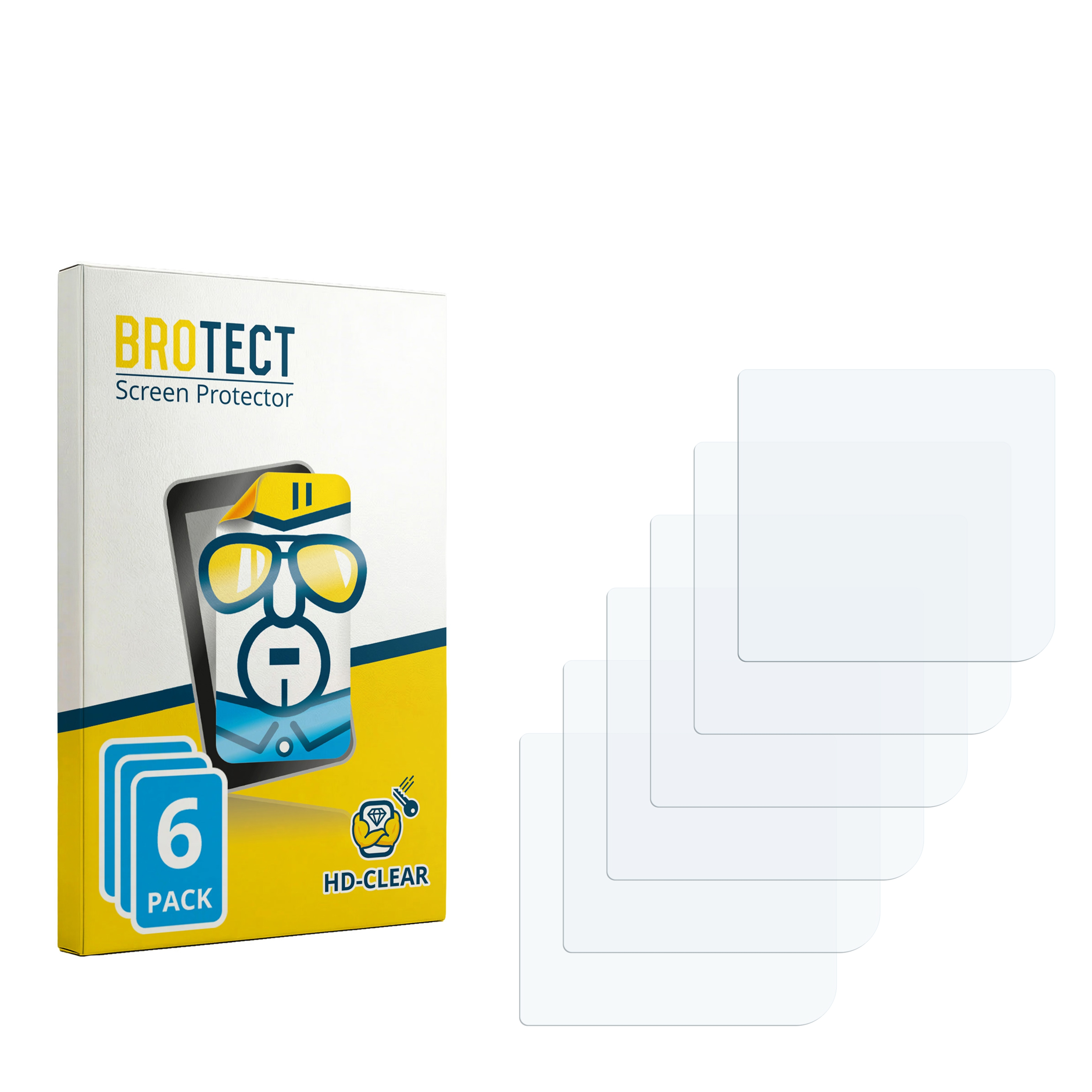 BROTECT Displayschutzfolie 6er Pack Box mit Stapel klarer Schutzfolien.