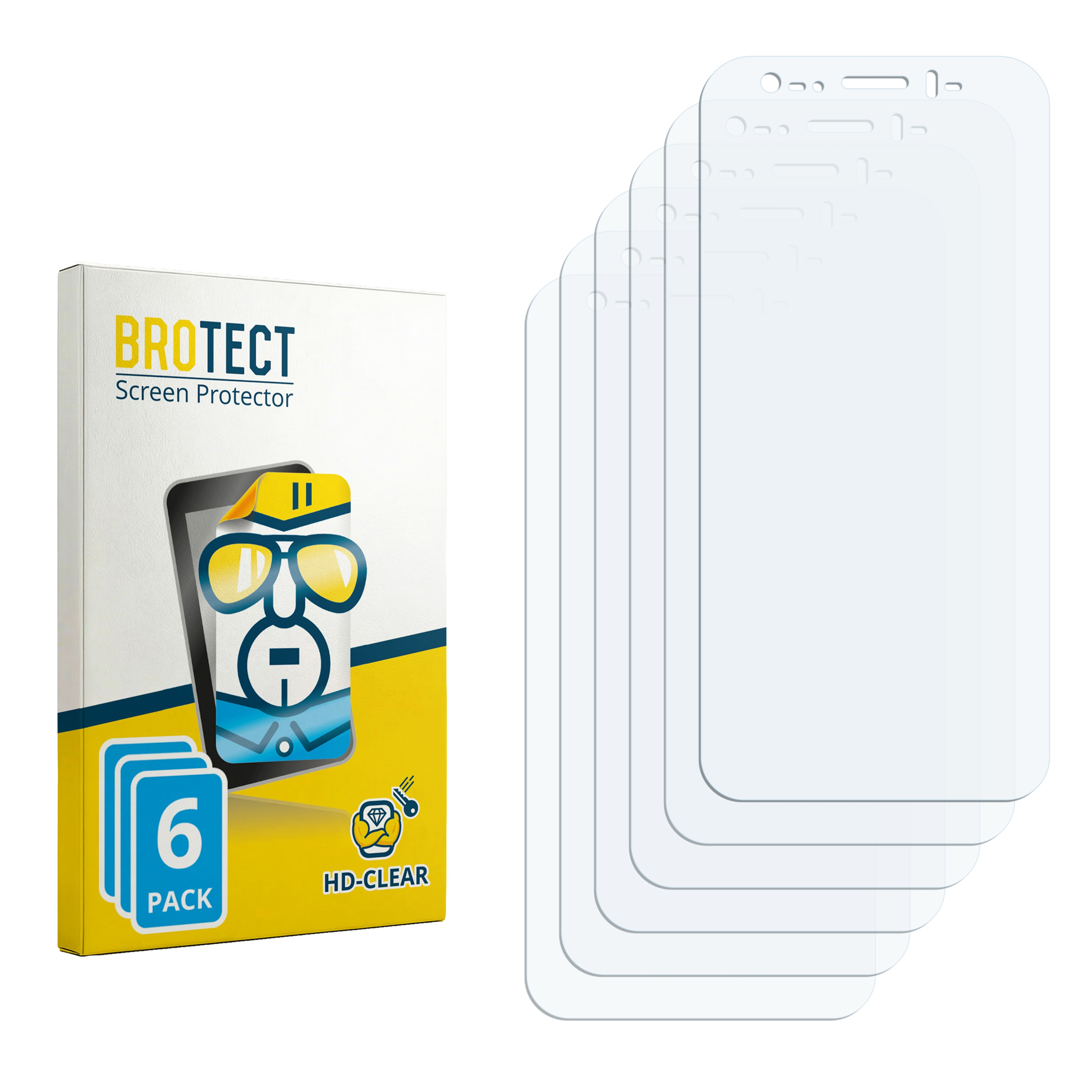 Verpackung für Displayschutzfolien mit 6 Stück und mehreren Folien.