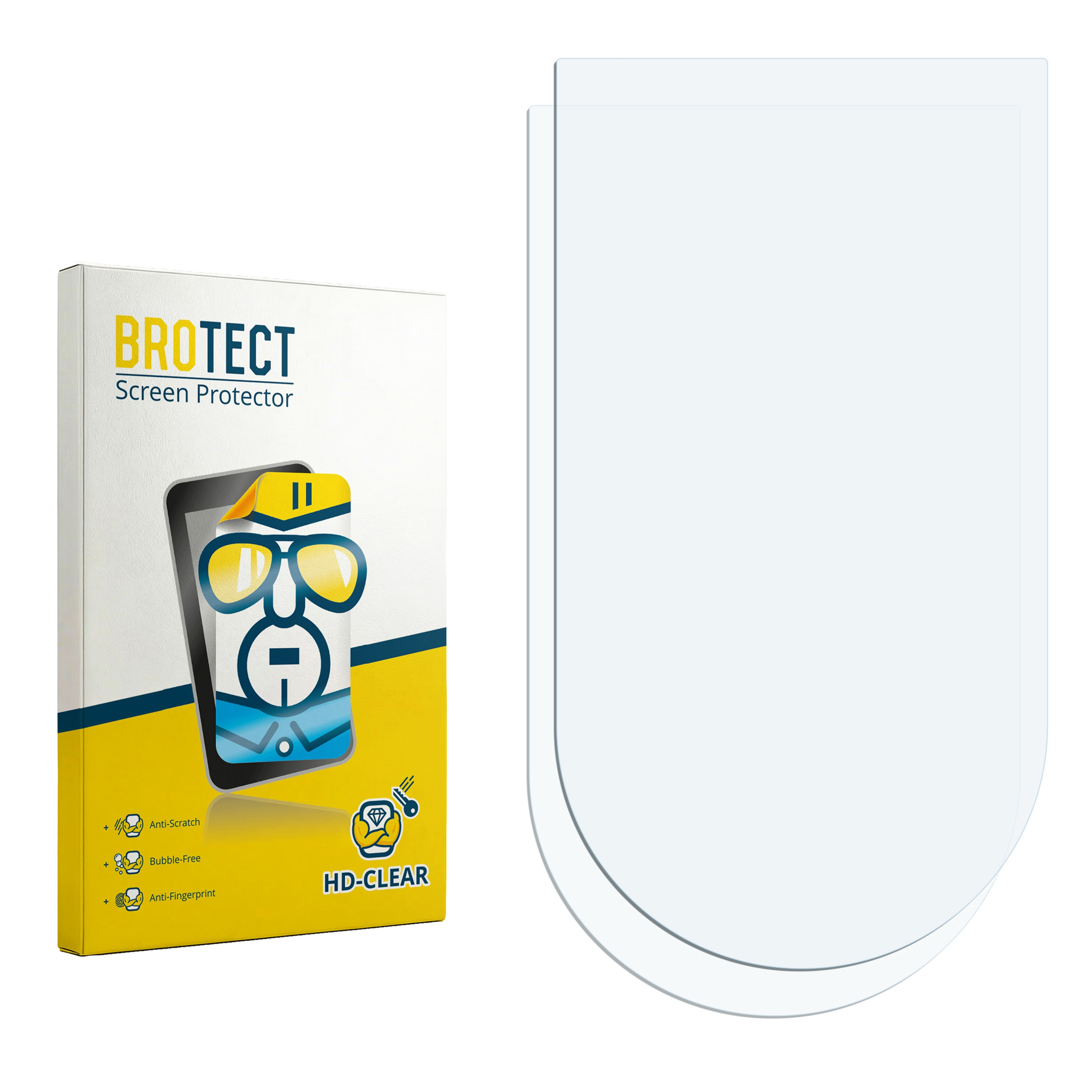 Verpackung mit BROTECT Displayschutzfolie und zwei transparenten Folien.