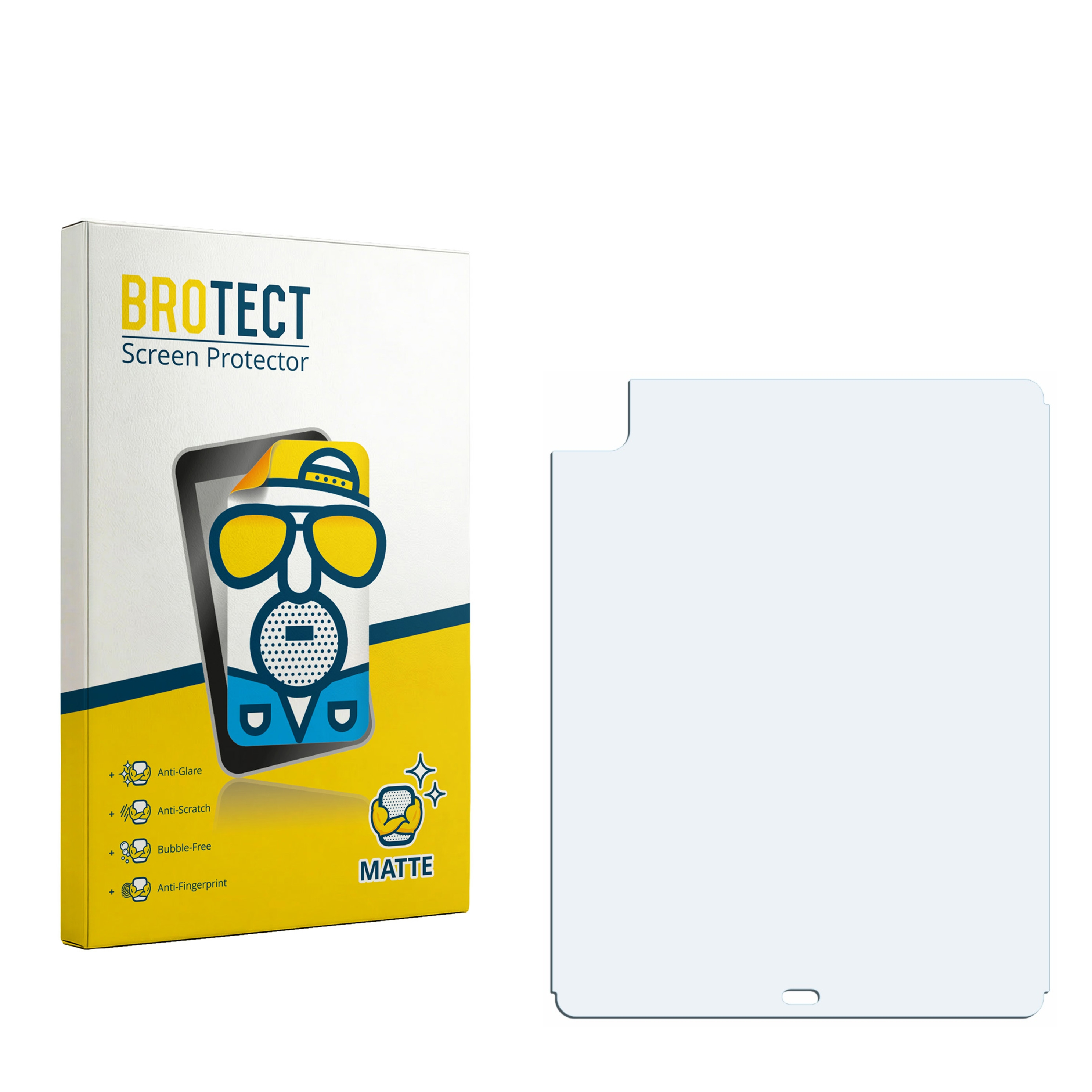 BROTECT Displayschutzfolien-Verpackung neben einer klaren Displayschutzfolie.
